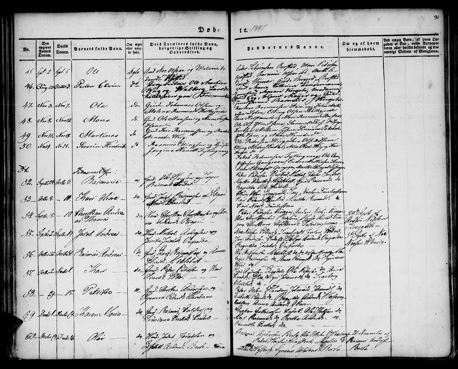 Davik sokneprestembete, AV/SAB-A-79701/H/Haa/Haaa/L0004: Parish register (official) no. A 4, 1830-1849, p. 91