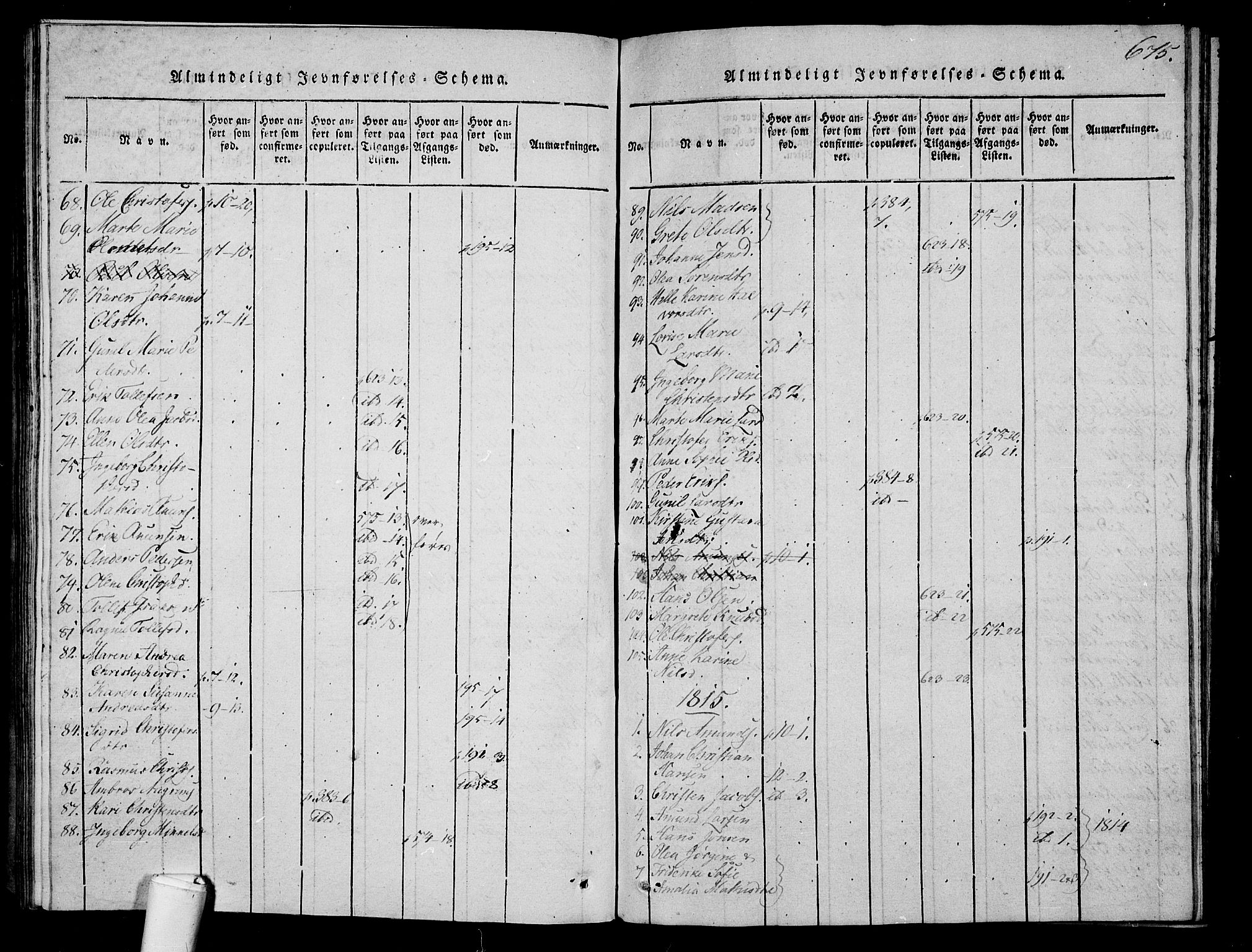 Våle kirkebøker, SAKO/A-334/F/Fa/L0007: Parish register (official) no. I 7, 1814-1824, p. 674-675