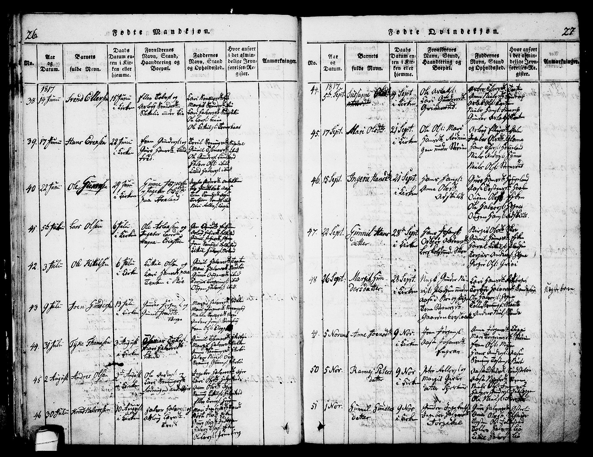 Bø kirkebøker, AV/SAKO-A-257/G/Ga/L0001: Parish register (copy) no. 1, 1815-1831, p. 26-27