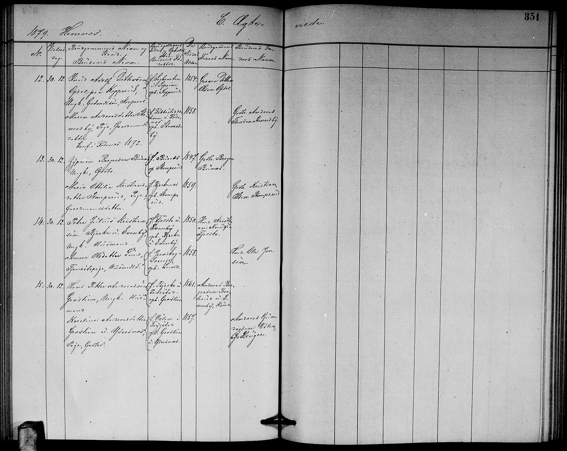 Høland prestekontor Kirkebøker, AV/SAO-A-10346a/G/Ga/L0006: Parish register (copy) no. I 6, 1869-1879, p. 351