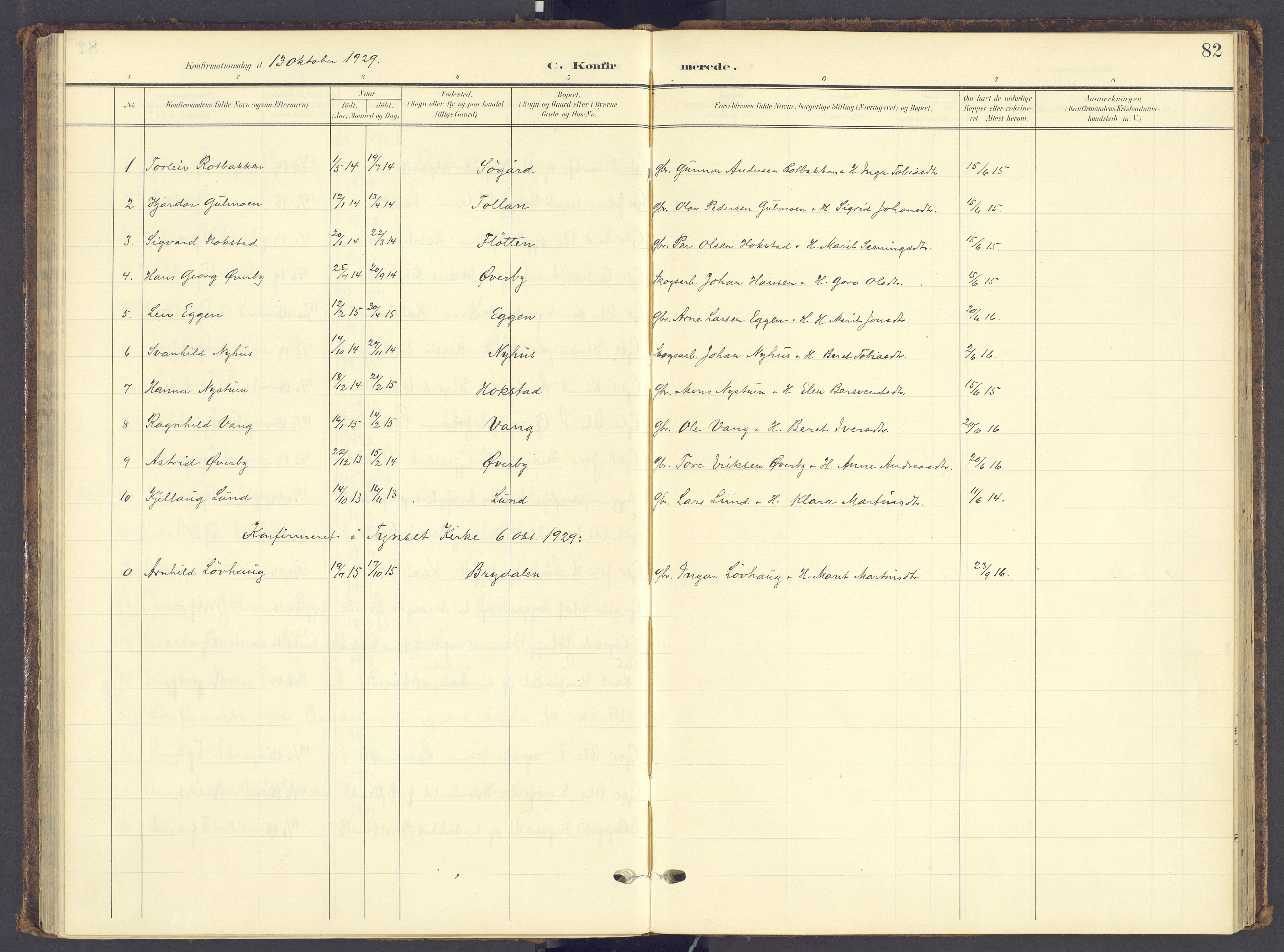 Tynset prestekontor, AV/SAH-PREST-058/H/Ha/Haa/L0028: Parish register (official) no. 28, 1902-1929, p. 82