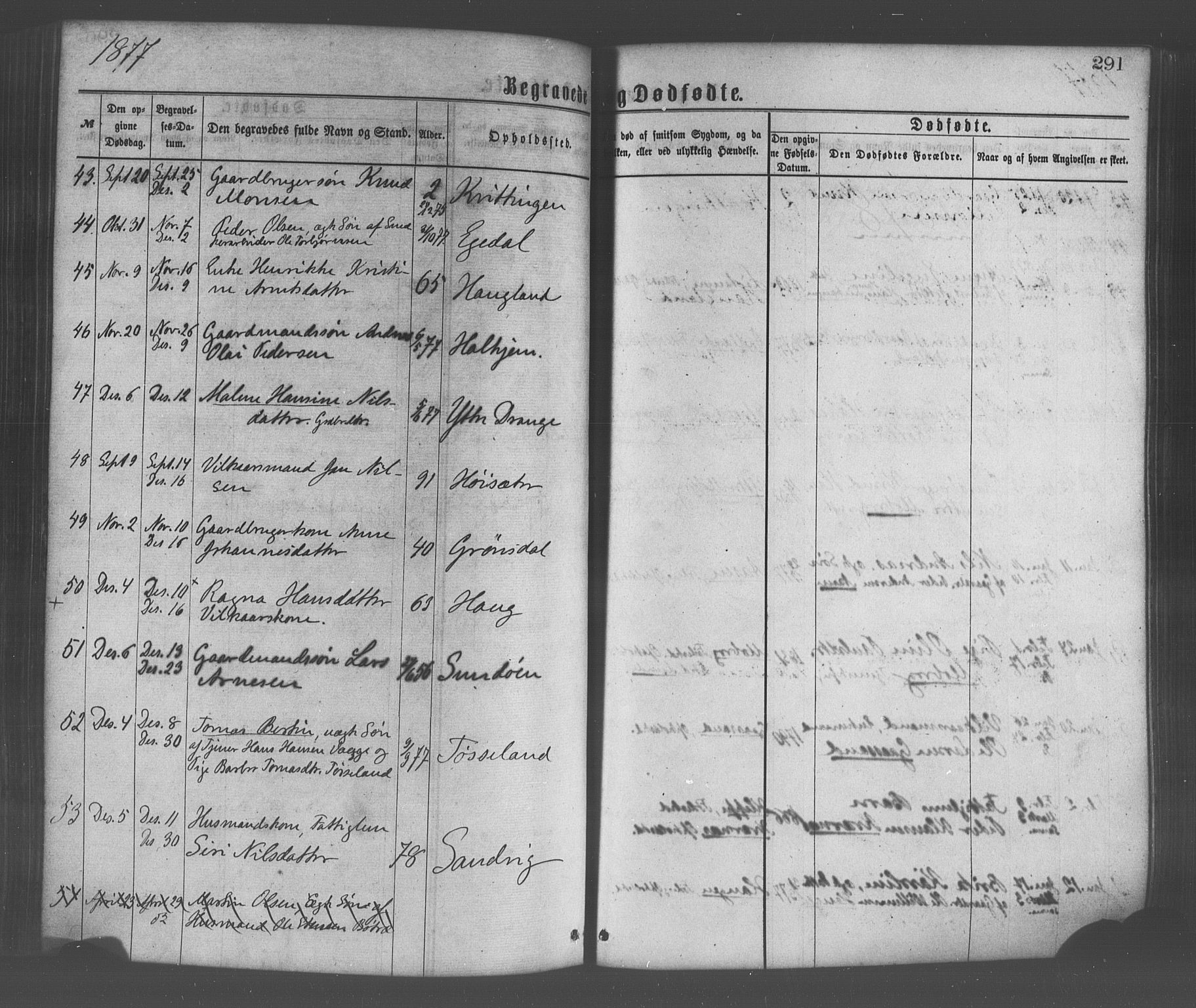 Os sokneprestembete, SAB/A-99929: Parish register (official) no. A 18, 1874-1884, p. 291
