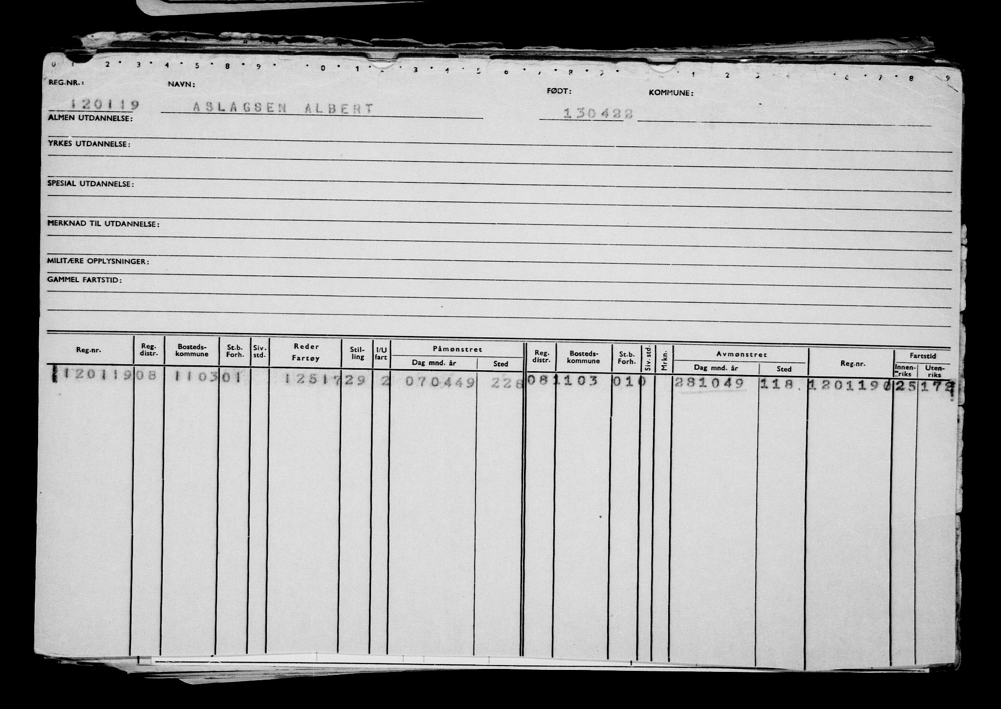 Direktoratet for sjømenn, AV/RA-S-3545/G/Gb/L0205: Hovedkort, 1922, p. 336