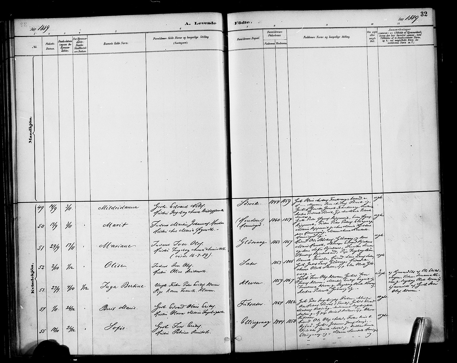 Ministerialprotokoller, klokkerbøker og fødselsregistre - Møre og Romsdal, SAT/A-1454/569/L0819: Parish register (official) no. 569A05, 1885-1899, p. 32