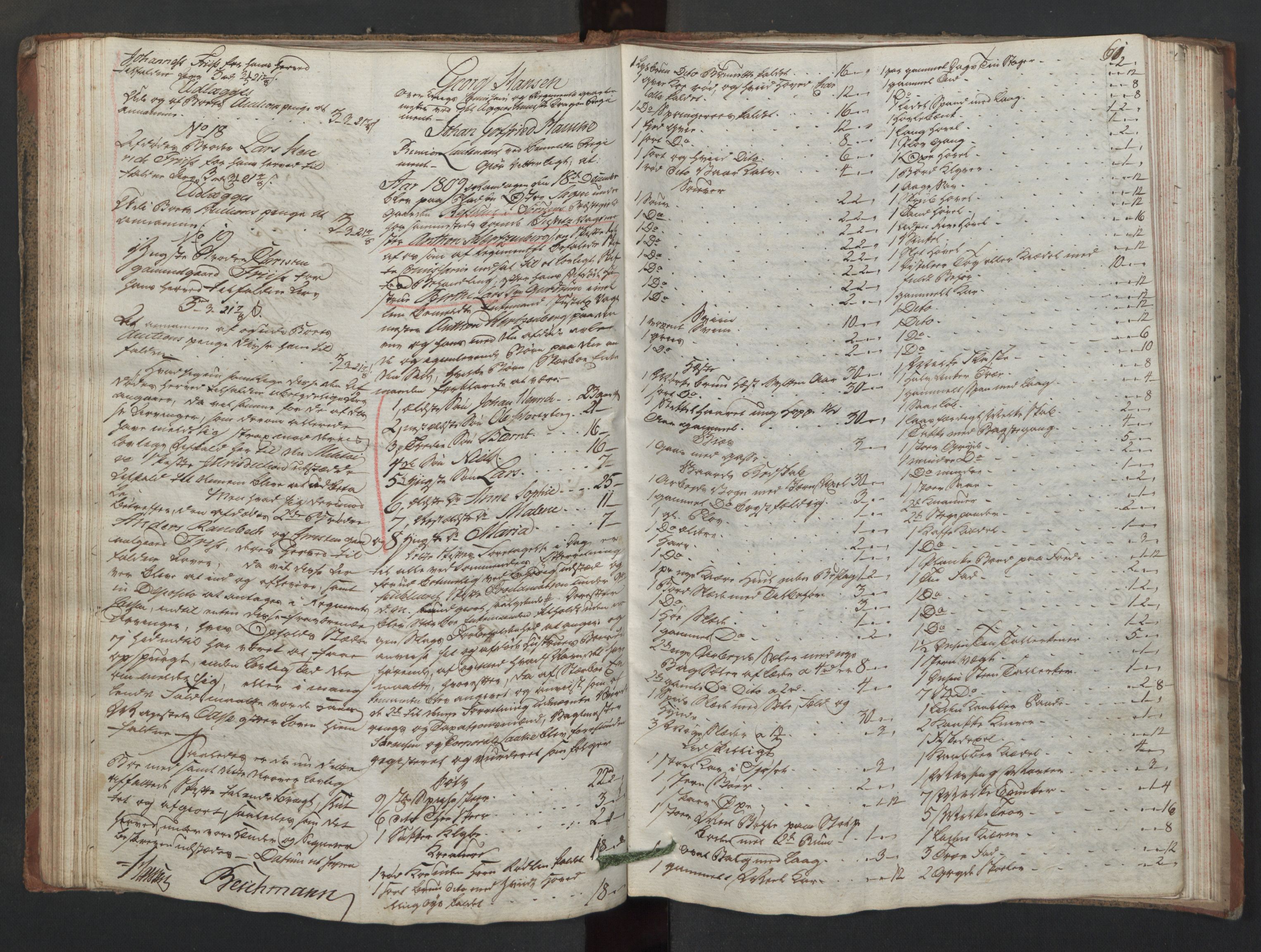 Forsvaret, Generalauditøren, AV/RA-RAFA-1772/F/Fj/Fjc/L0008: Skifteprotokol for akershusiske dragonregiment, 1801-1812, p. 60b-61a