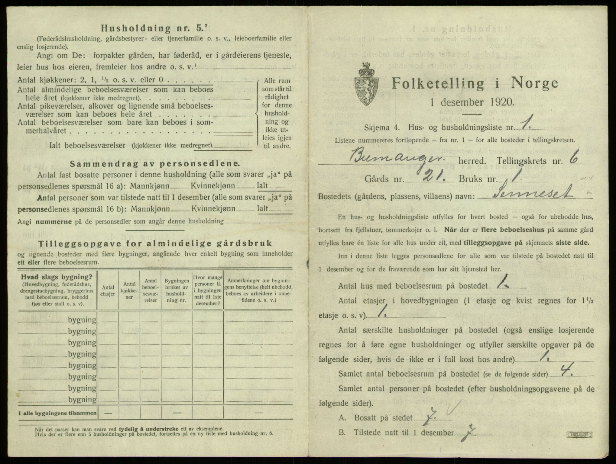 SAB, 1920 census for Bremanger, 1920, p. 510