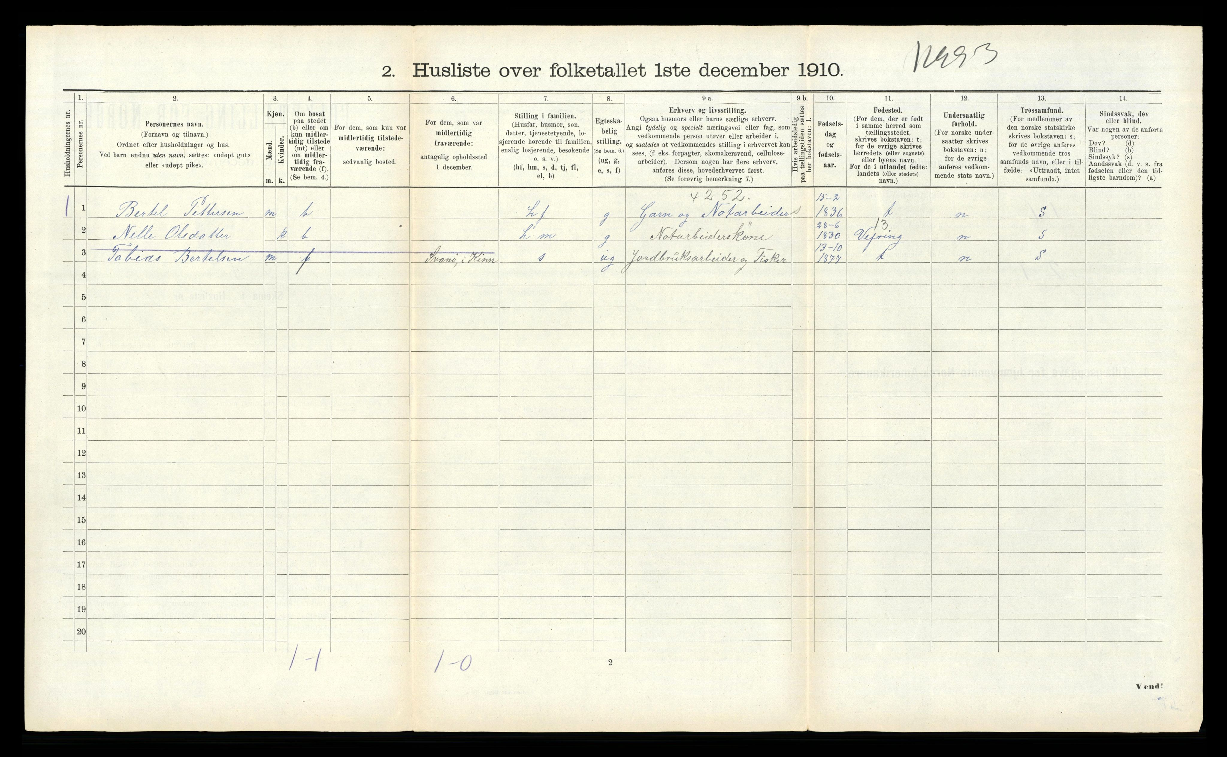 RA, 1910 census for Kinn, 1910, p. 1247