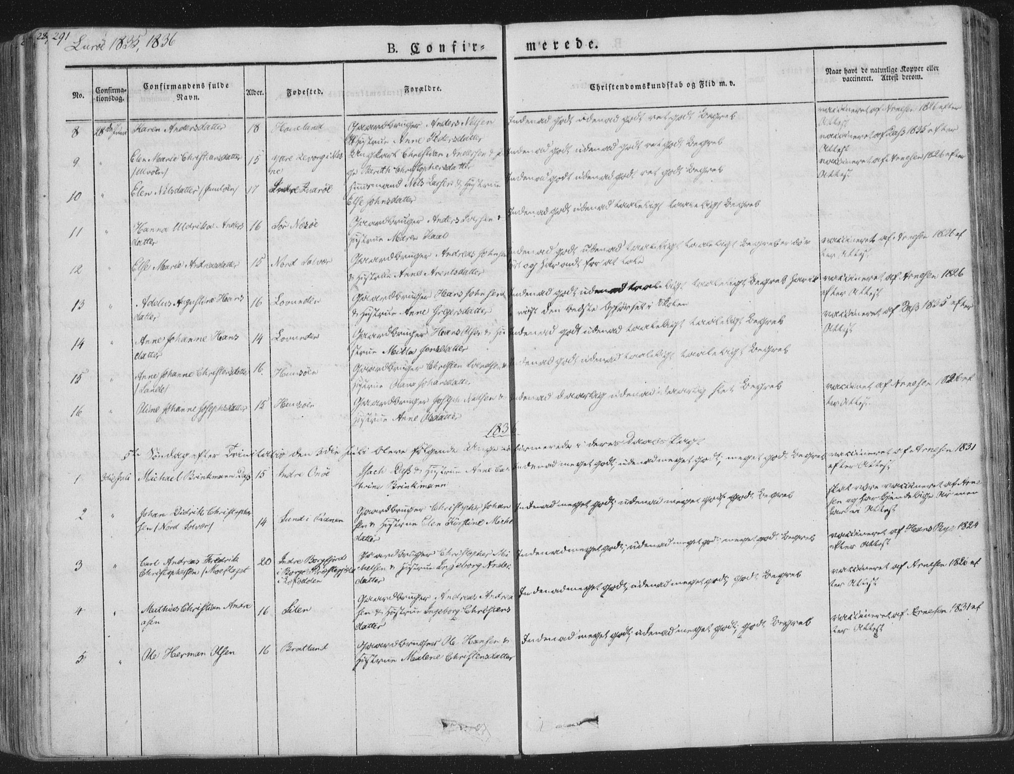 Ministerialprotokoller, klokkerbøker og fødselsregistre - Nordland, AV/SAT-A-1459/839/L0565: Parish register (official) no. 839A02, 1825-1862, p. 291