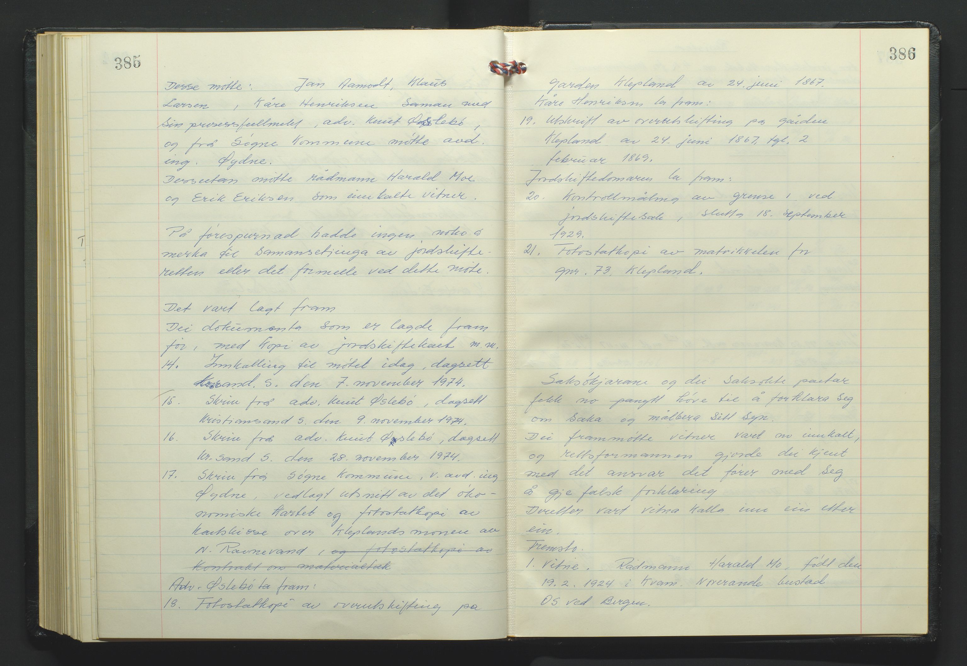 Marnar jordskifterett, AV/SAK-1541-0006/F/Fa/L0004: Jordskifterettsbok Kristiansand domssokn (Kr4), 1969-1974, p. 385-386