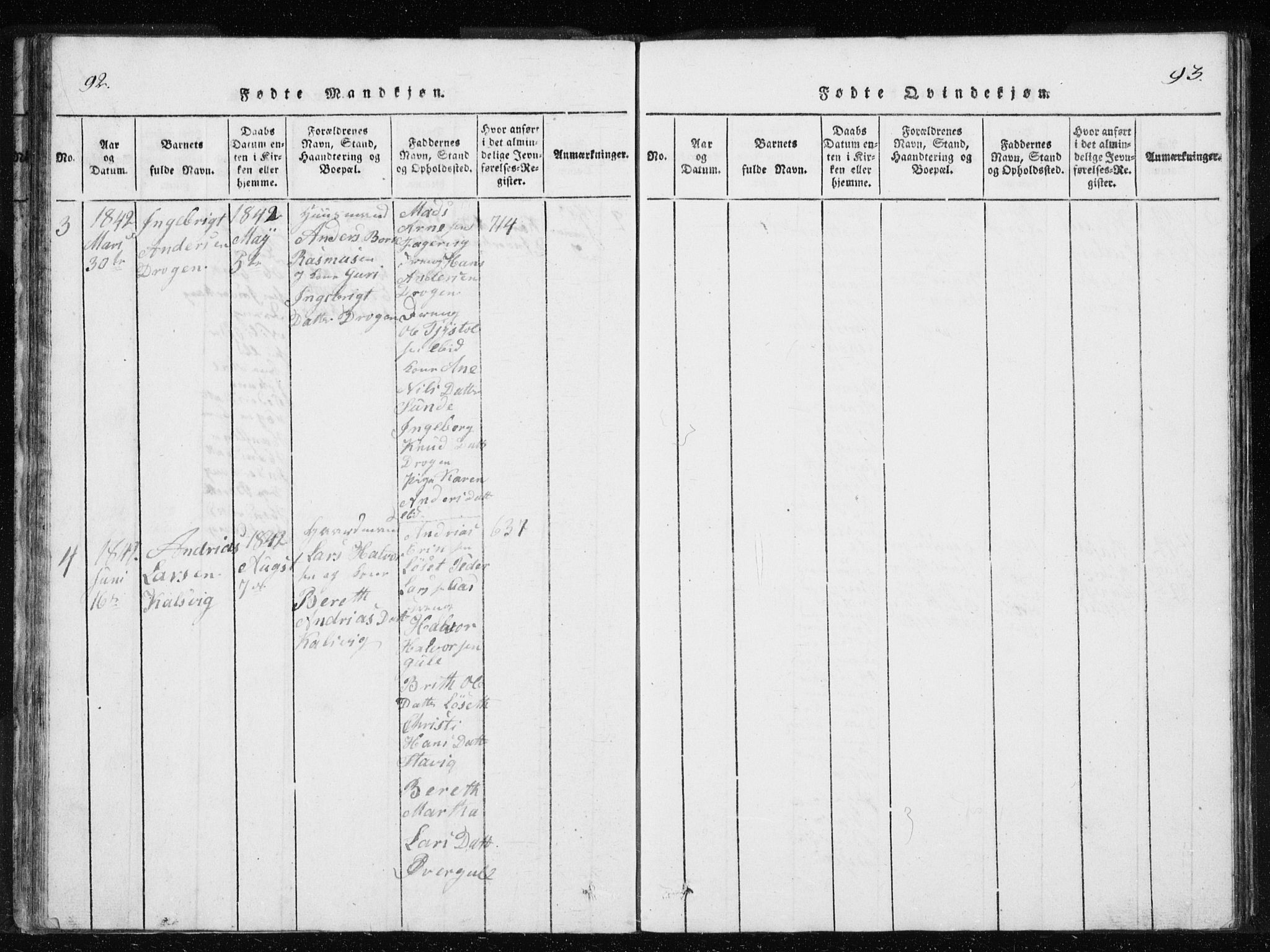 Ministerialprotokoller, klokkerbøker og fødselsregistre - Møre og Romsdal, SAT/A-1454/566/L0772: Parish register (copy) no. 566C01, 1818-1845, p. 92-93