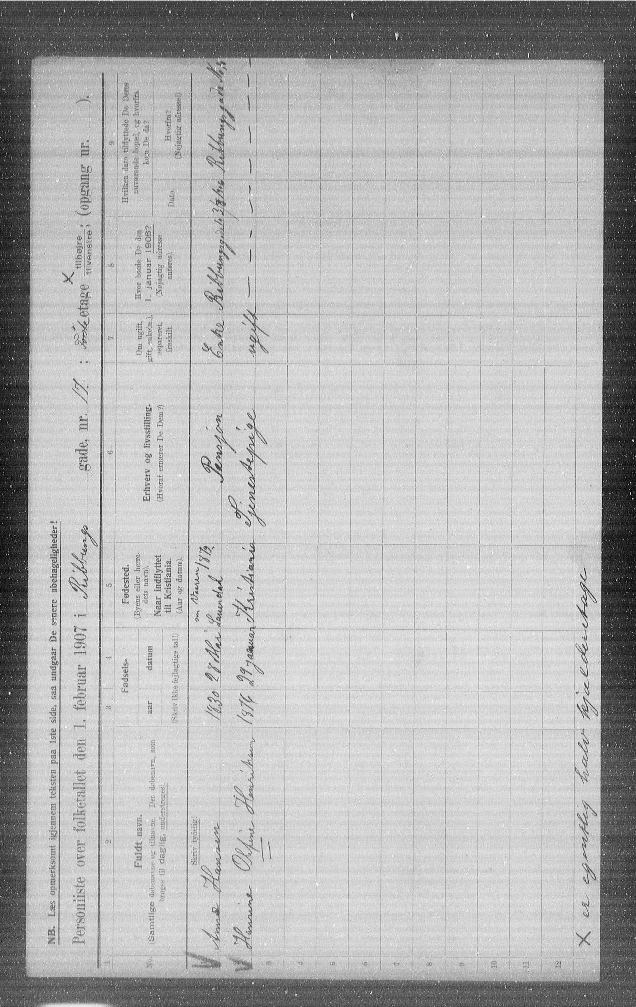 OBA, Municipal Census 1907 for Kristiania, 1907, p. 42349