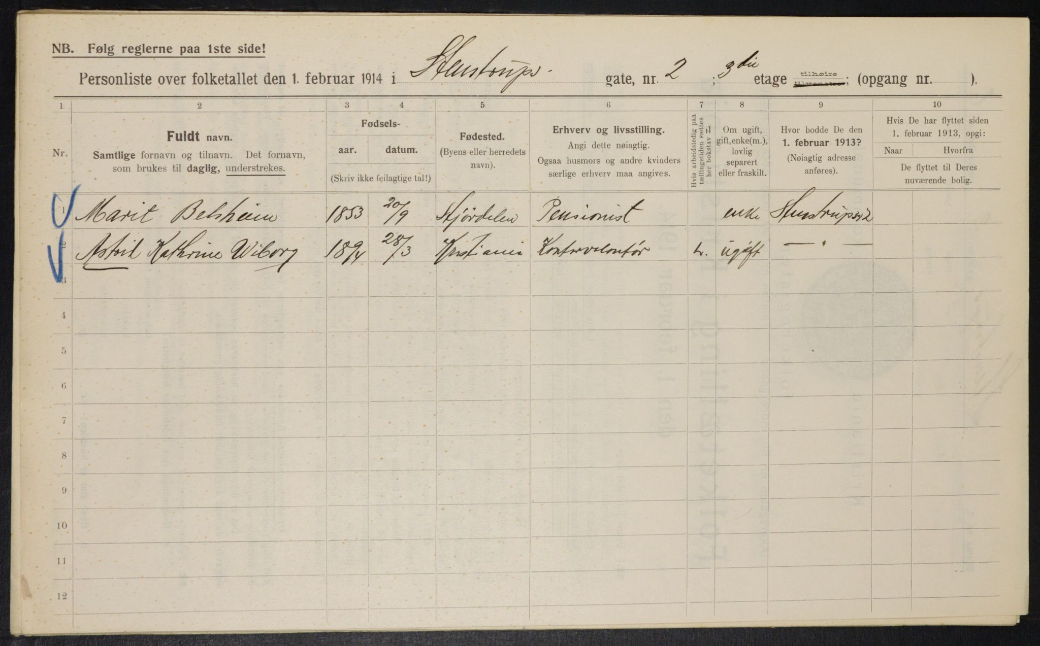 OBA, Municipal Census 1914 for Kristiania, 1914, p. 100816