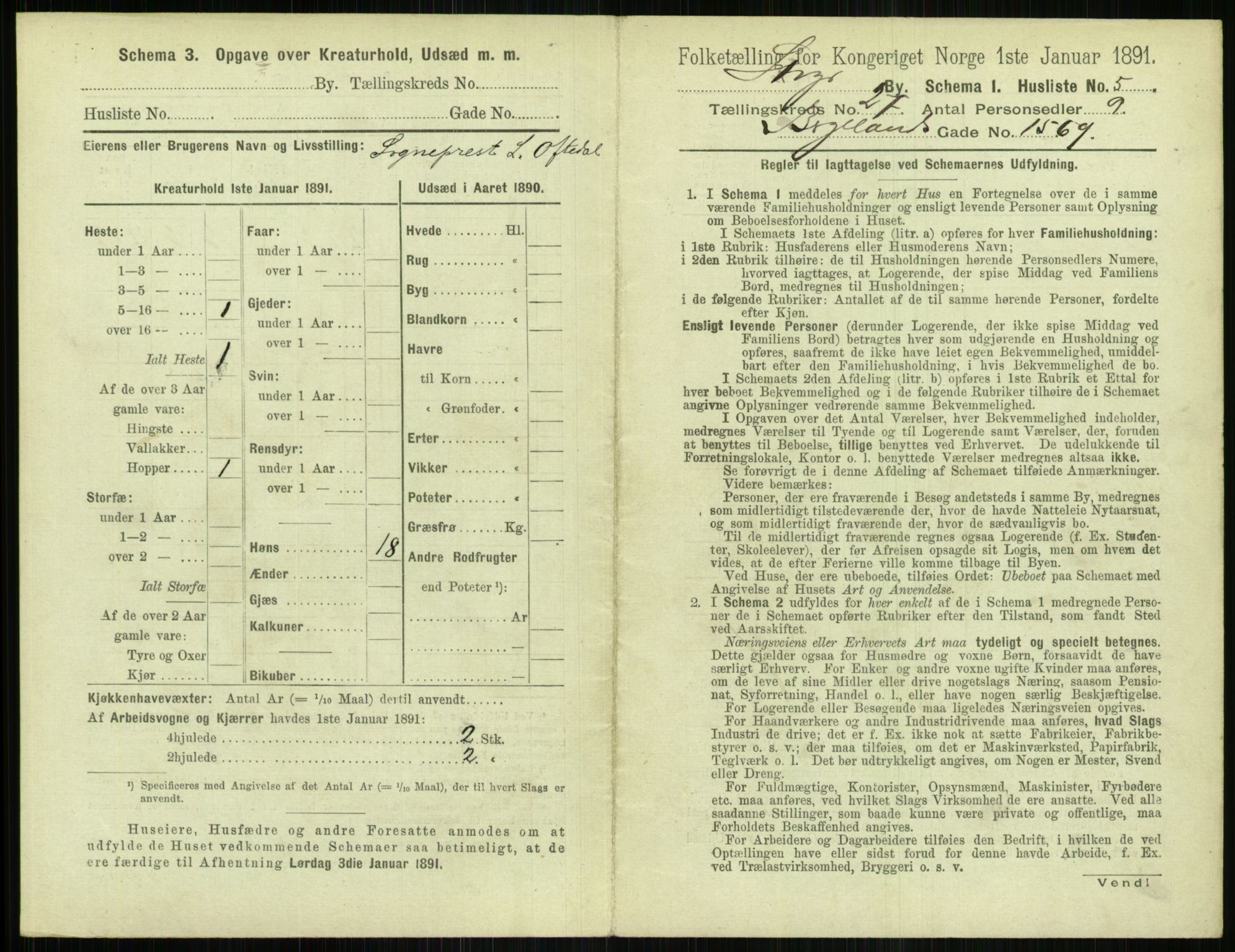 RA, 1891 census for 1103 Stavanger, 1891, p. 4957