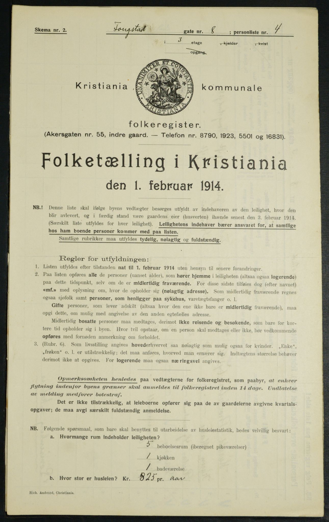 OBA, Municipal Census 1914 for Kristiania, 1914, p. 25465