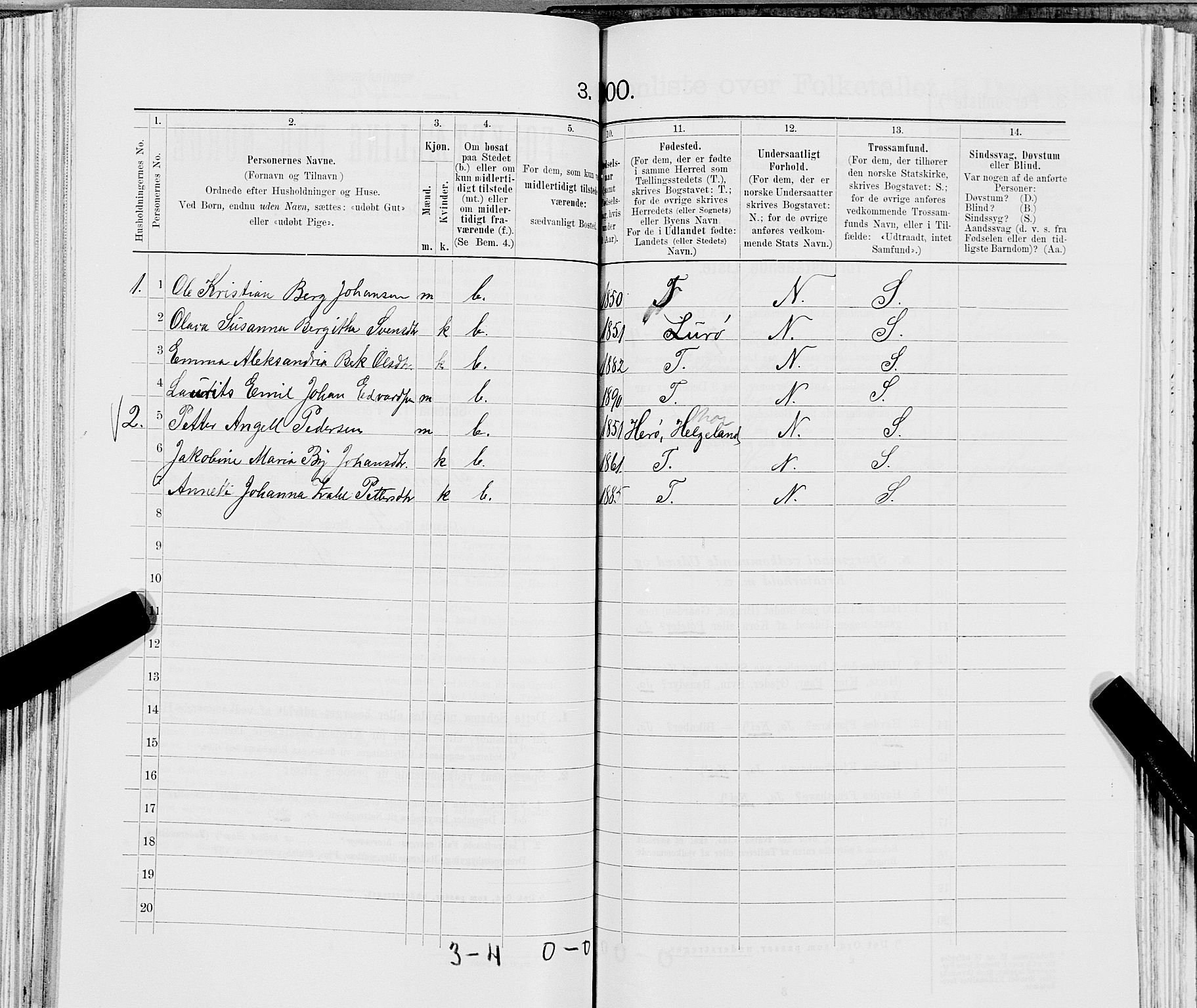 SAT, 1900 census for Træna, 1900, p. 176