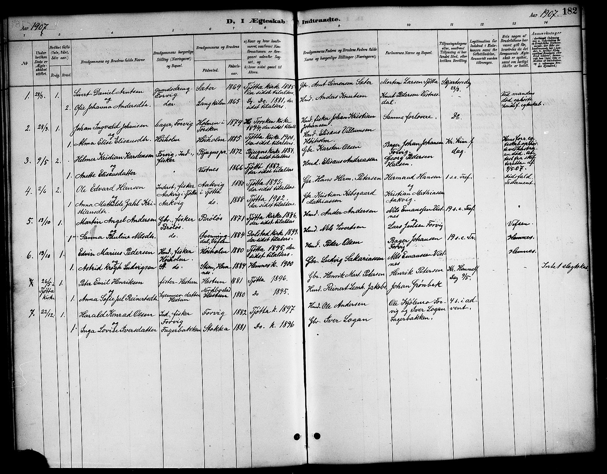 Ministerialprotokoller, klokkerbøker og fødselsregistre - Nordland, AV/SAT-A-1459/819/L0277: Parish register (copy) no. 819C03, 1888-1917, p. 182