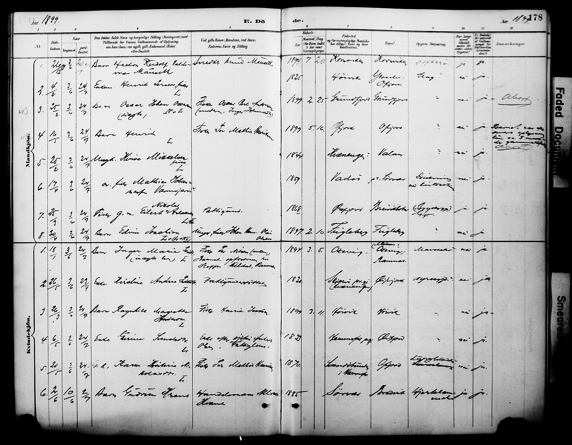 Loppa sokneprestkontor, SATØ/S-1339/H/Ha/L0008kirke: Parish register (official) no. 8, 1889-1907, p. 178