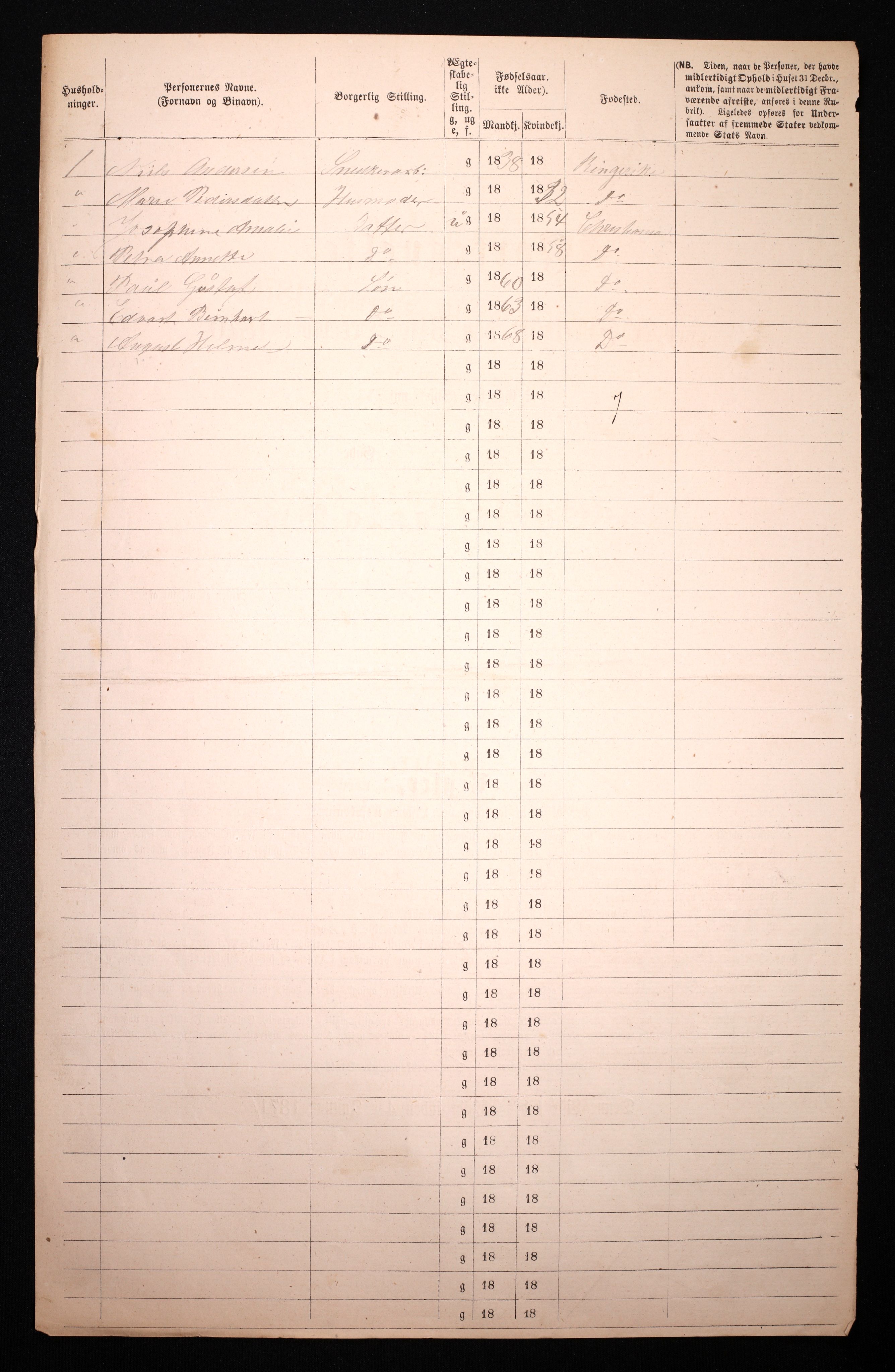 RA, 1870 census for 0301 Kristiania, 1870, p. 3578