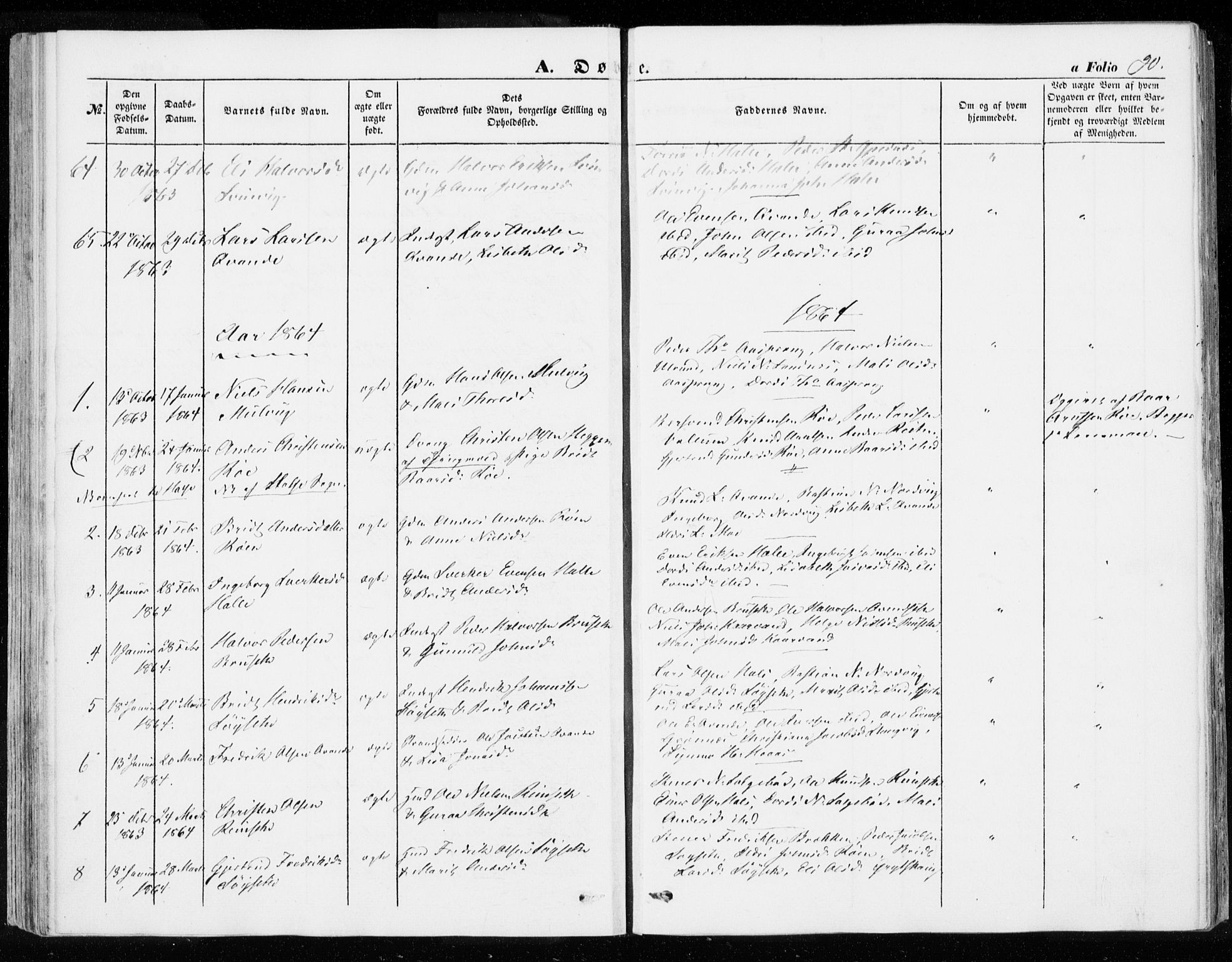 Ministerialprotokoller, klokkerbøker og fødselsregistre - Møre og Romsdal, SAT/A-1454/592/L1026: Parish register (official) no. 592A04, 1849-1867, p. 90