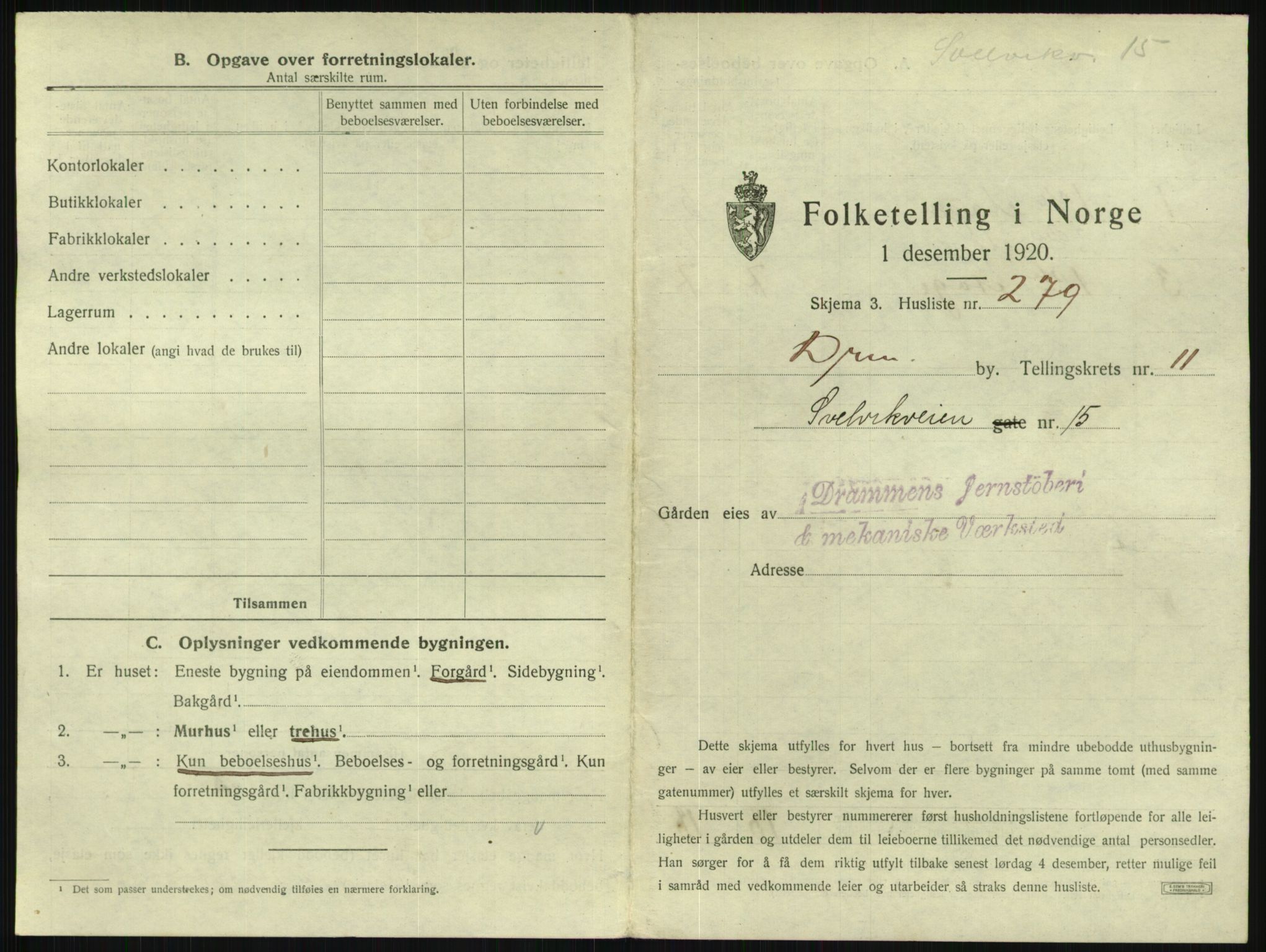 SAKO, 1920 census for Drammen, 1920, p. 5702