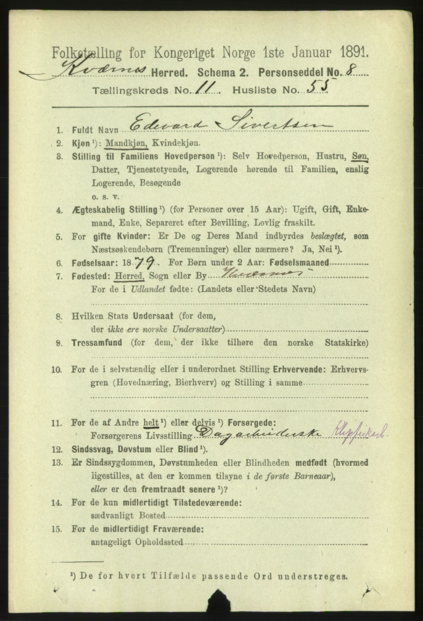 RA, 1891 census for 1553 Kvernes, 1891, p. 5159