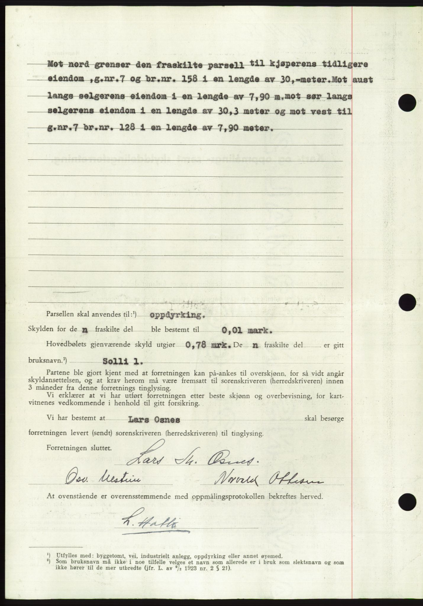 Søre Sunnmøre sorenskriveri, AV/SAT-A-4122/1/2/2C/L0085: Mortgage book no. 11A, 1949-1949, Diary no: : 1456/1949