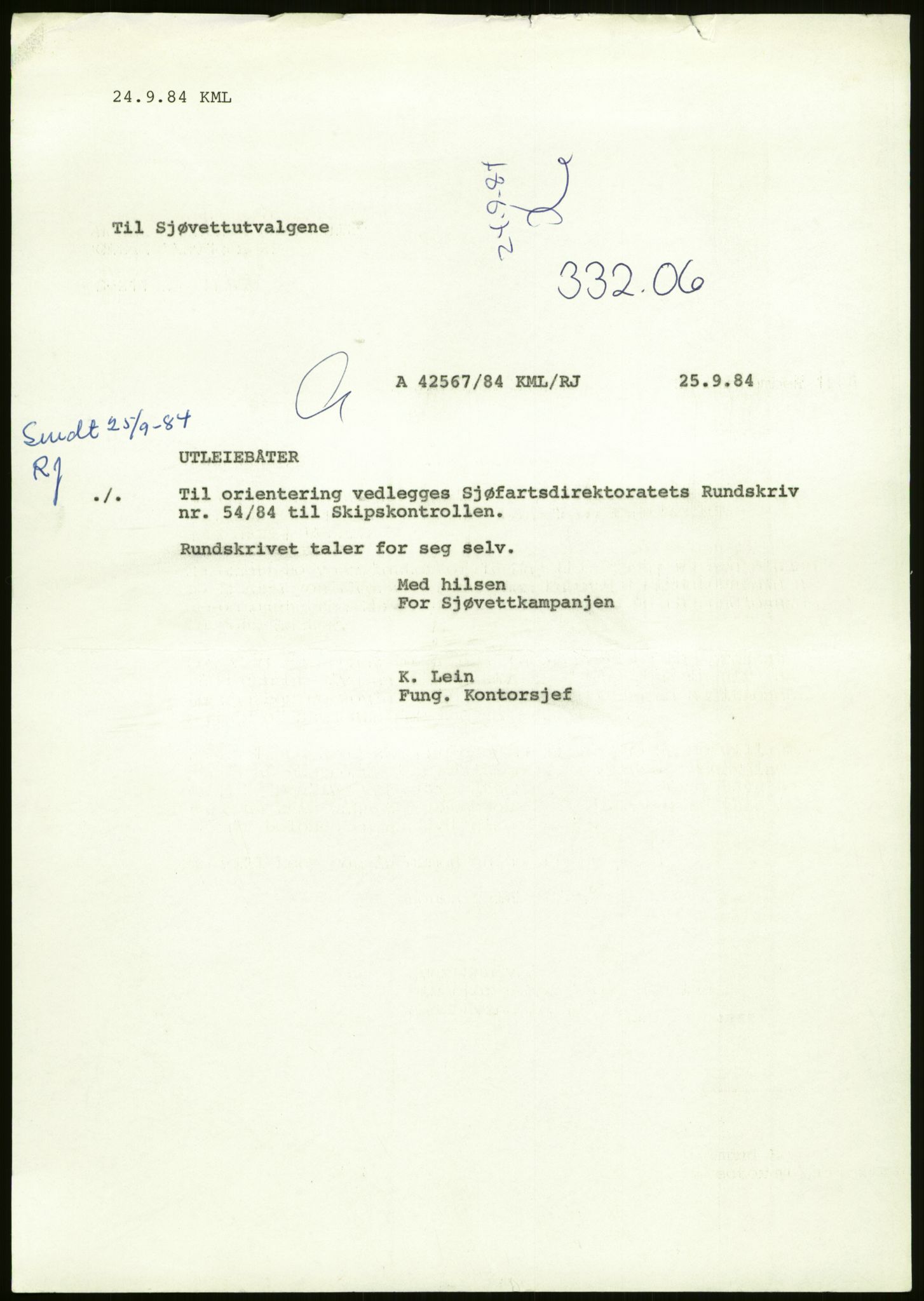 Sjøfartsdirektoratet med forløpere, generelt arkiv, AV/RA-S-1407/D/Du/Duc/L0642/0001: Skipskontrollen - Forskrifter / Forskrift om utleiebåter (2 mapper), 1978-1987, p. 401