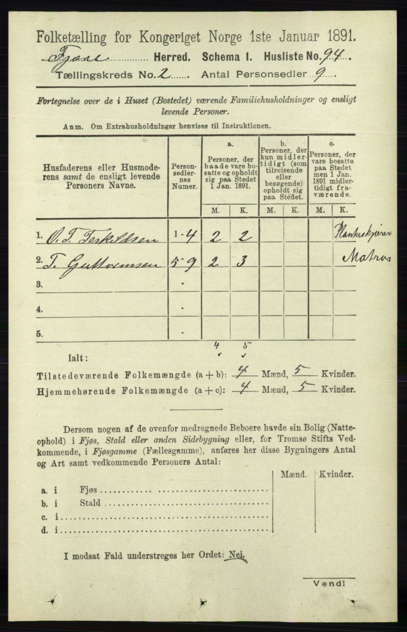 RA, 1891 census for 0923 Fjære, 1891, p. 729