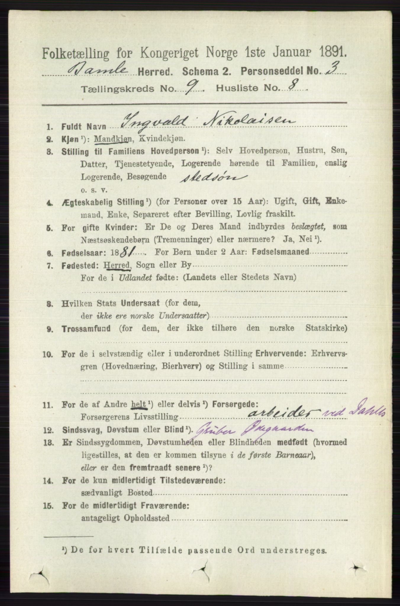 RA, 1891 census for 0814 Bamble, 1891, p. 4229