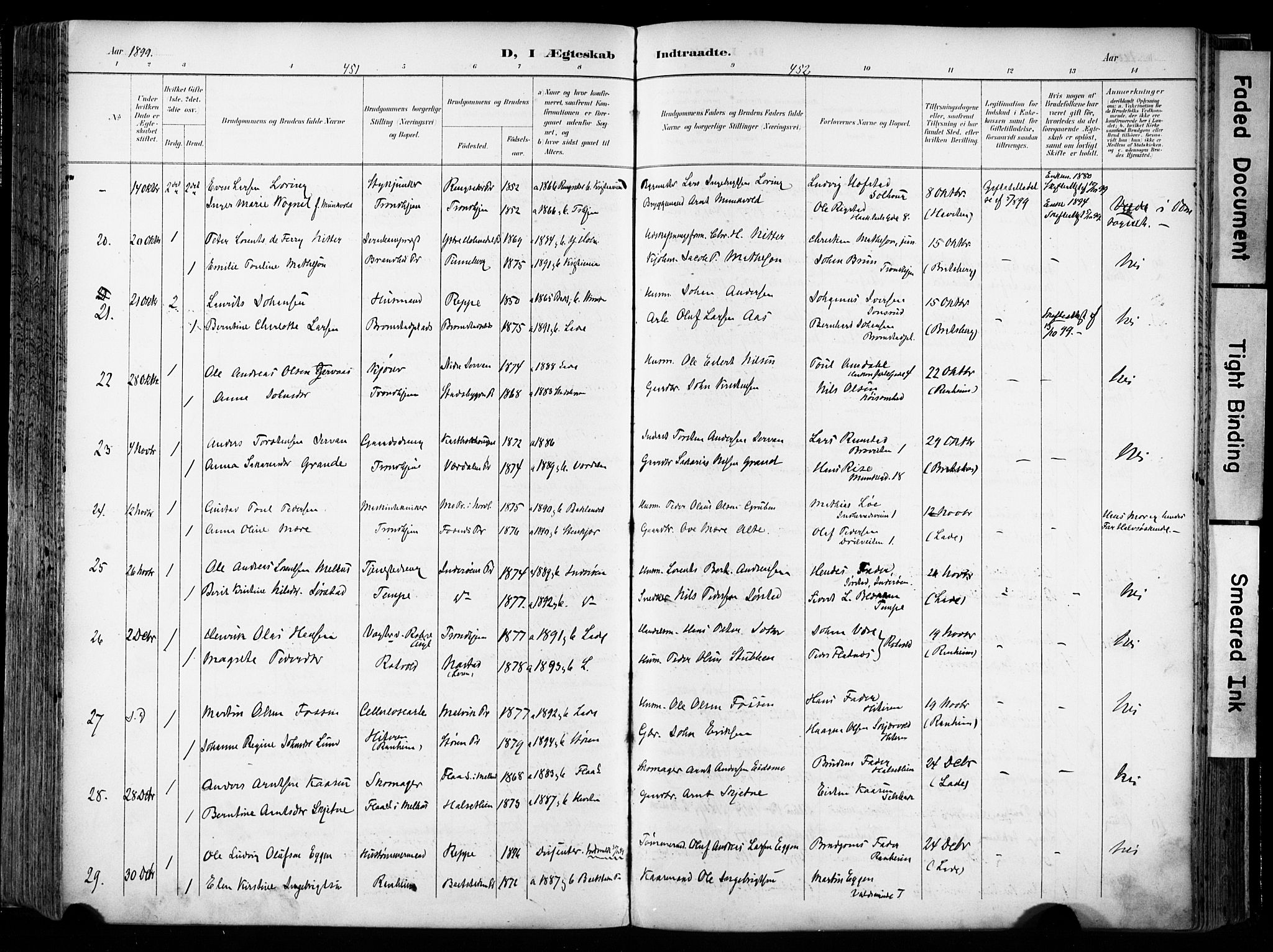 Ministerialprotokoller, klokkerbøker og fødselsregistre - Sør-Trøndelag, SAT/A-1456/606/L0301: Parish register (official) no. 606A16, 1894-1907, p. 451-452