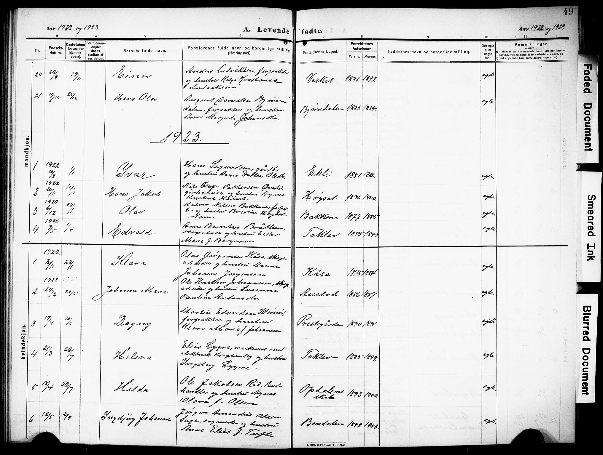 Siljan kirkebøker, AV/SAKO-A-300/G/Ga/L0003: Parish register (copy) no. 3, 1909-1927, p. 49