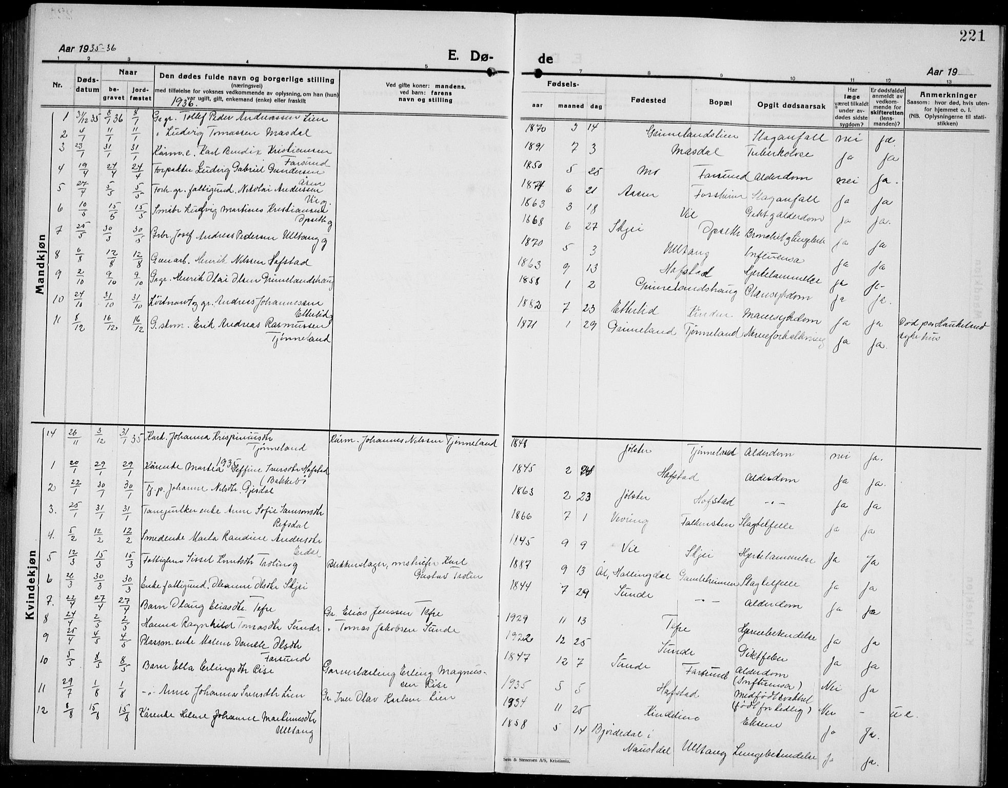 Førde sokneprestembete, SAB/A-79901/H/Hab/Haba/L0004: Parish register (copy) no. A 4, 1924-1941, p. 221