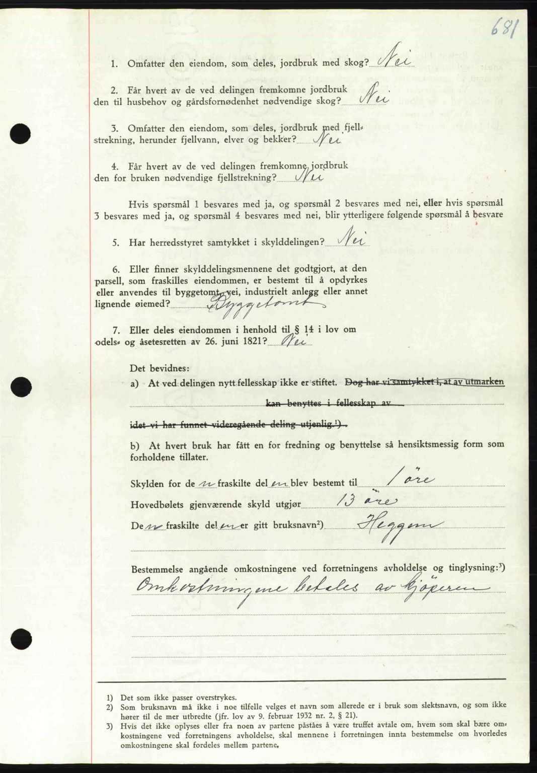 Orkdal sorenskriveri, SAT/A-4169/1/2/2C: Mortgage book no. A, 1947-1947, Diary no: : 1453/1947