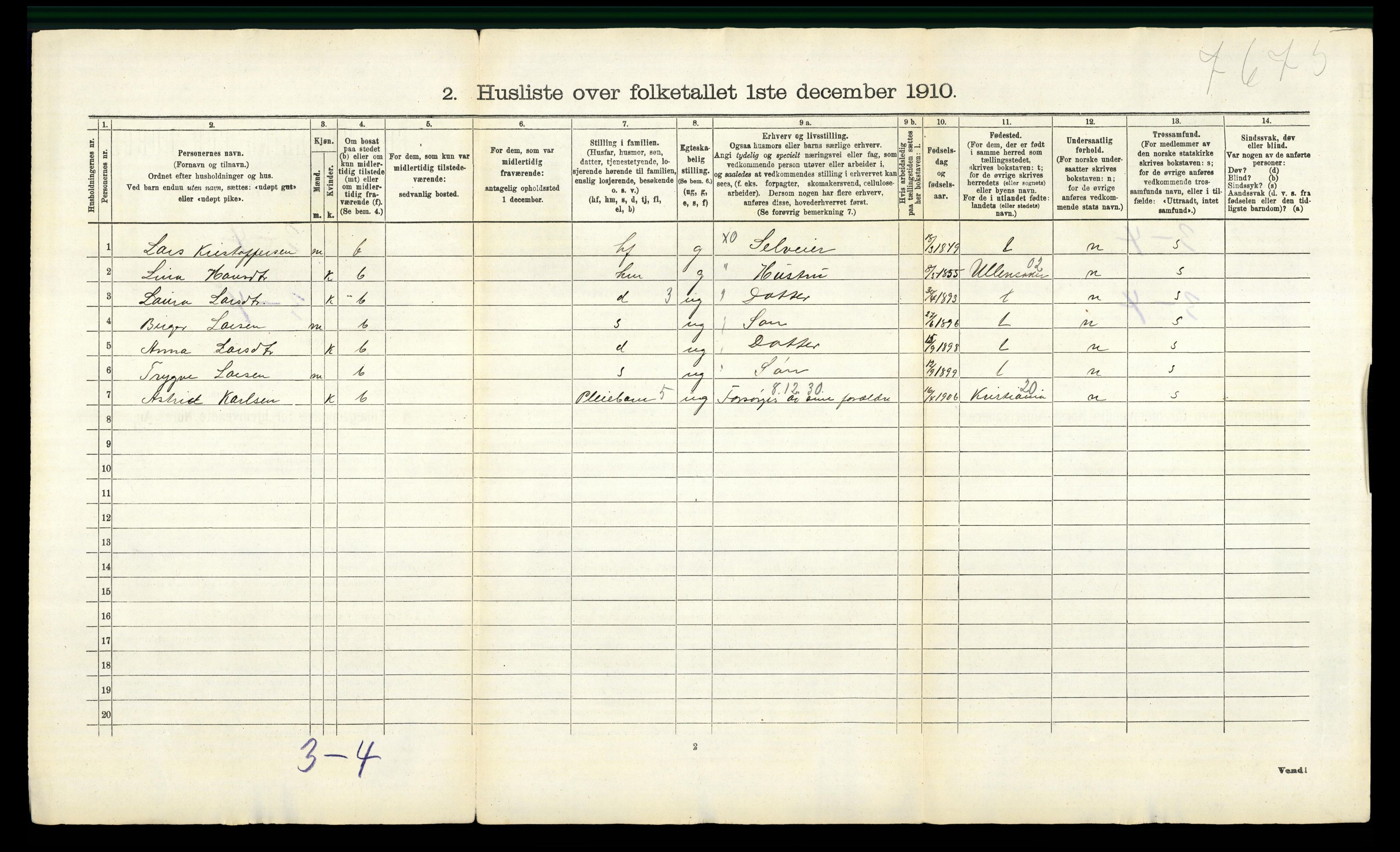 RA, 1910 census for Nannestad, 1910, p. 56