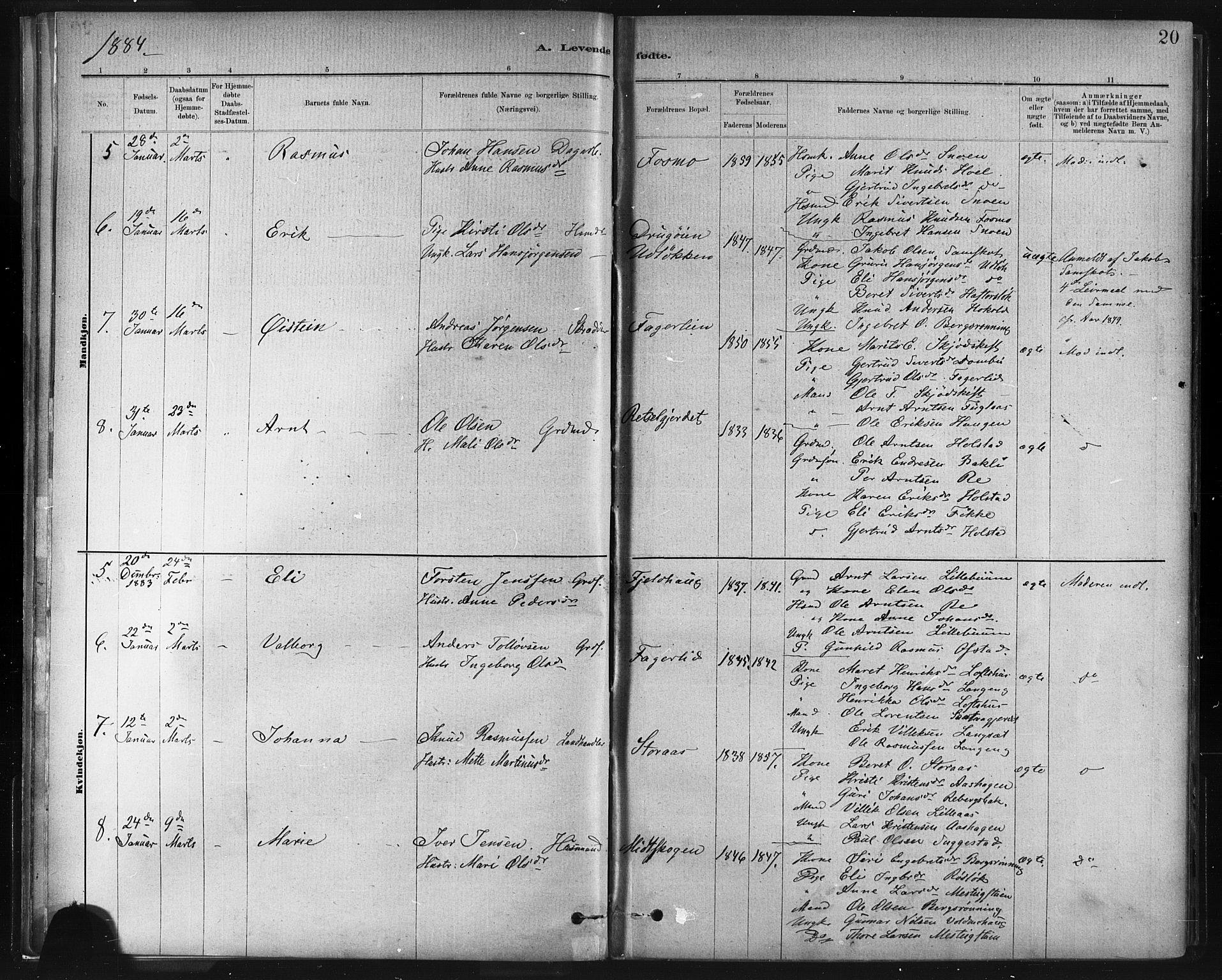 Ministerialprotokoller, klokkerbøker og fødselsregistre - Sør-Trøndelag, SAT/A-1456/672/L0857: Parish register (official) no. 672A09, 1882-1893, p. 20