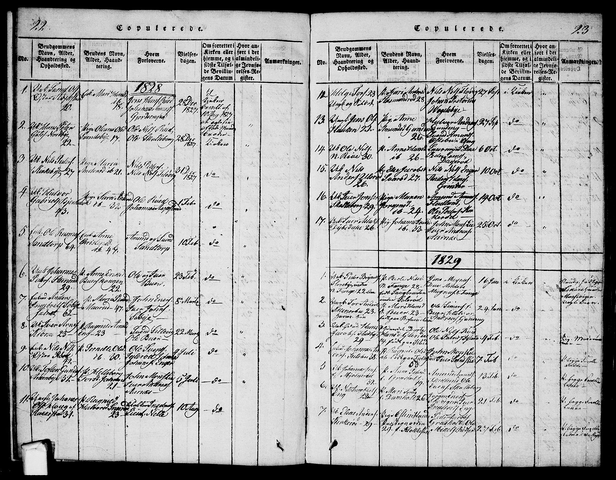 Aremark prestekontor Kirkebøker, SAO/A-10899/G/Ga/L0001: Parish register (copy) no.  I 1, 1814-1834, p. 22-23