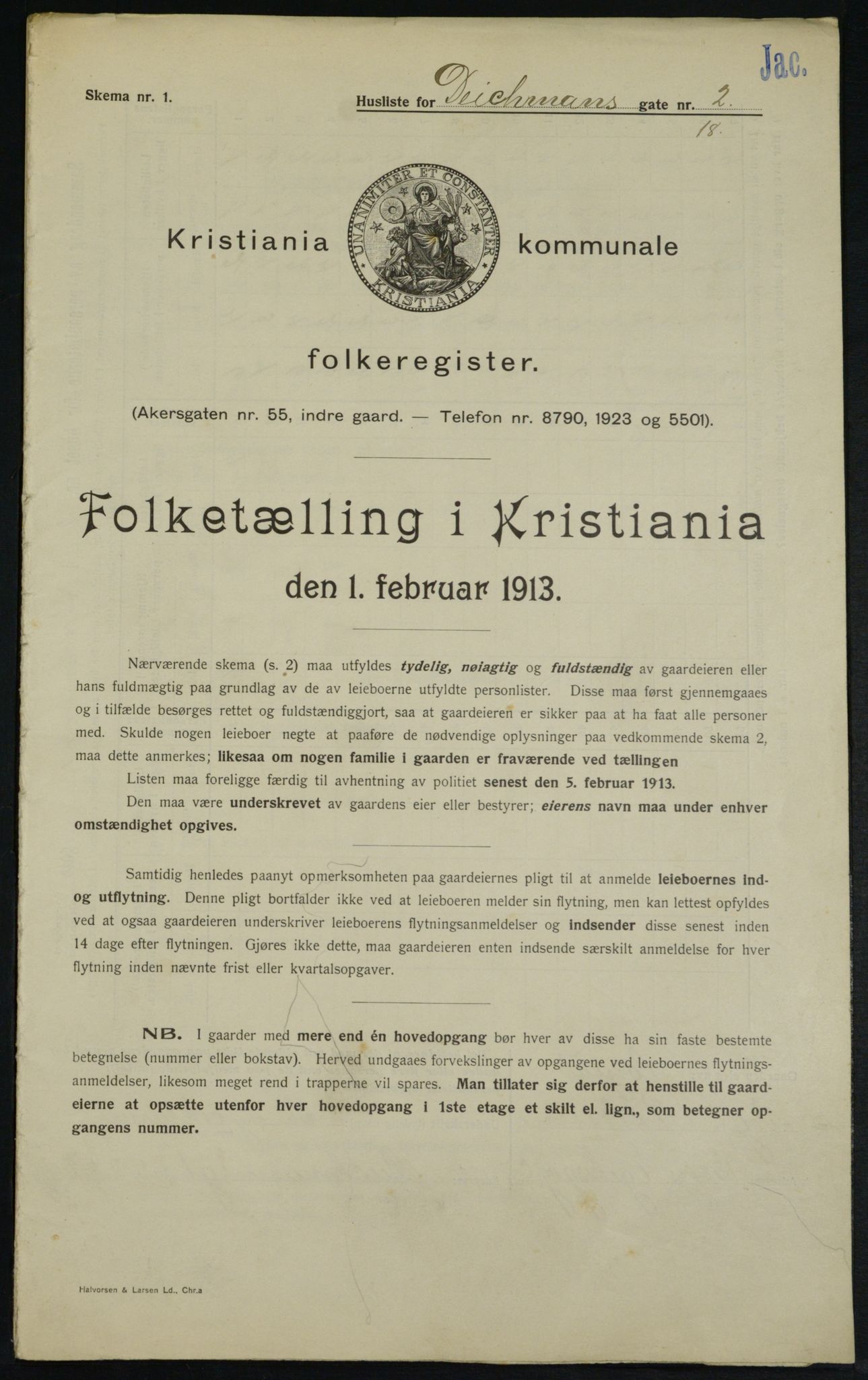 OBA, Municipal Census 1913 for Kristiania, 1913, p. 15438