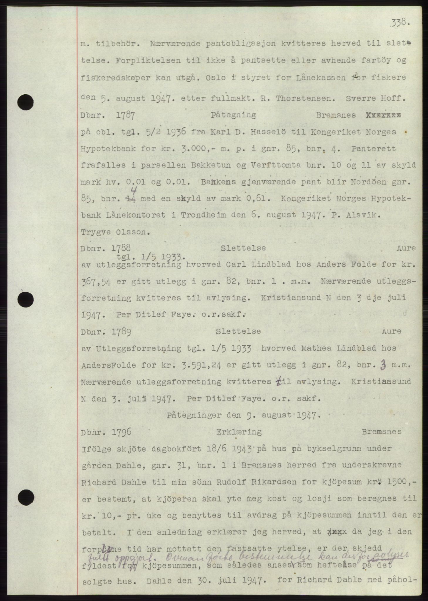 Nordmøre sorenskriveri, SAT/A-4132/1/2/2Ca: Mortgage book no. C82b, 1946-1951, Diary no: : 1787/1947