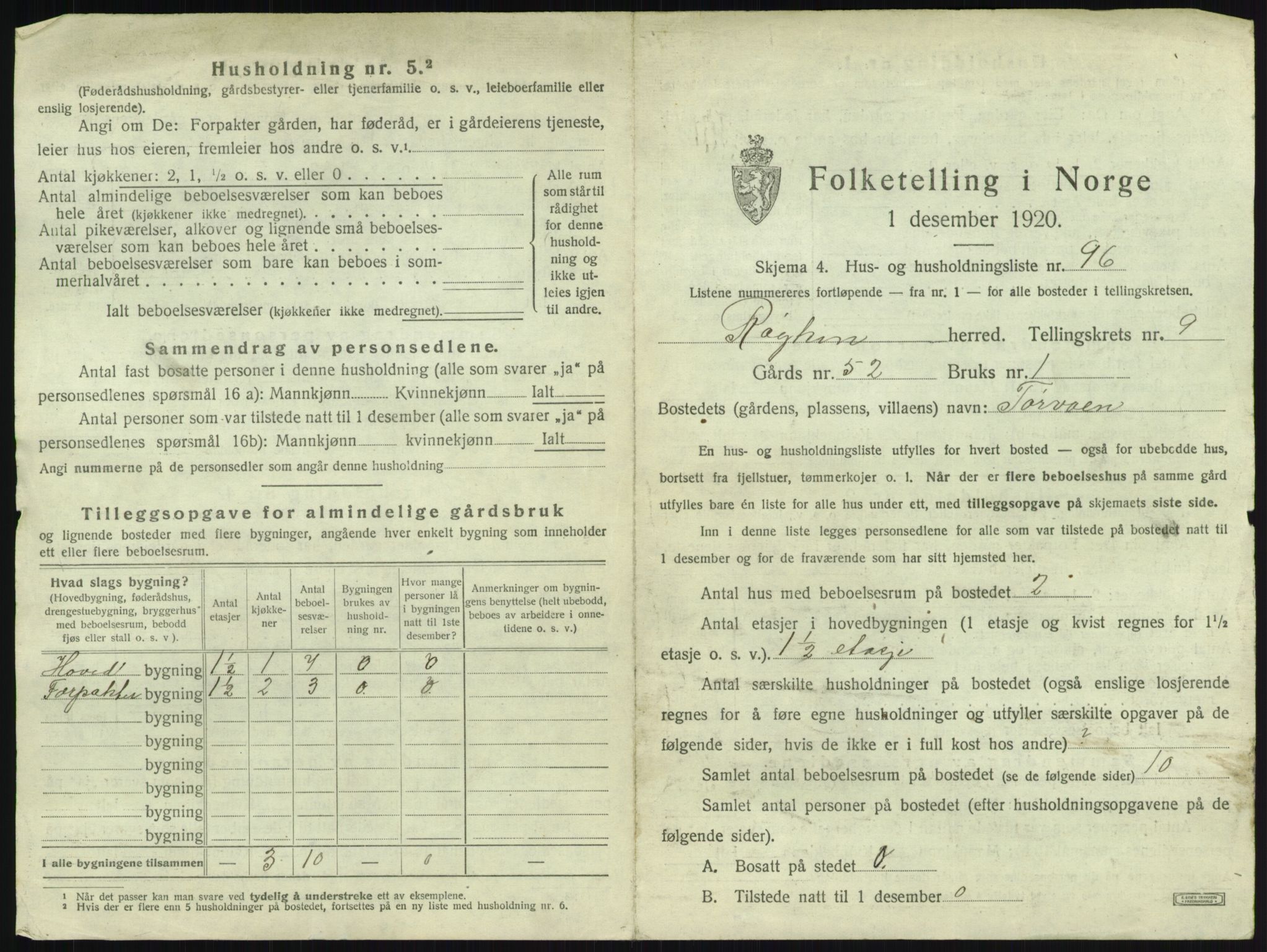 SAKO, 1920 census for Røyken, 1920, p. 1828