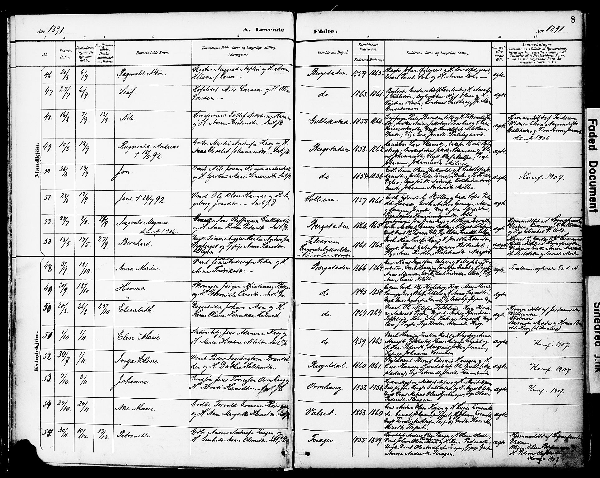 Ministerialprotokoller, klokkerbøker og fødselsregistre - Sør-Trøndelag, SAT/A-1456/681/L0935: Parish register (official) no. 681A13, 1890-1898, p. 8