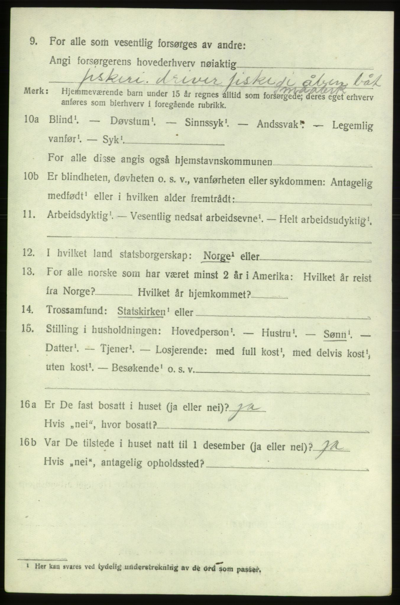 SAB, 1920 census for Bremnes, 1920, p. 1793