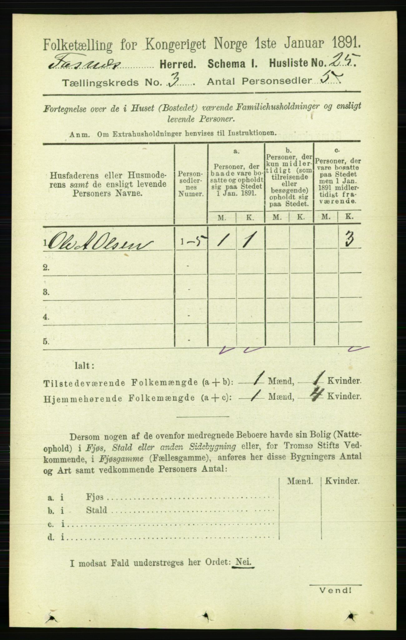 RA, 1891 census for 1748 Fosnes, 1891, p. 630