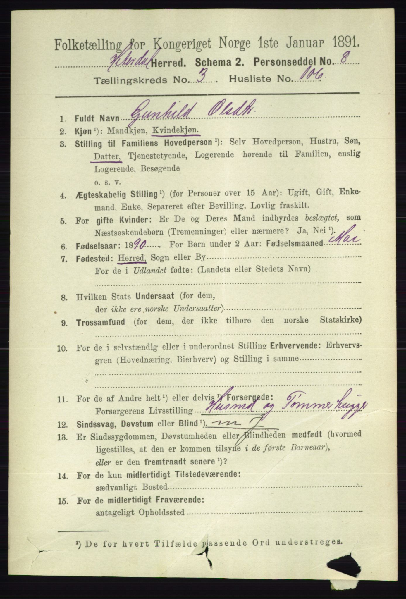 RA, 1891 census for 0823 Heddal, 1891, p. 1628