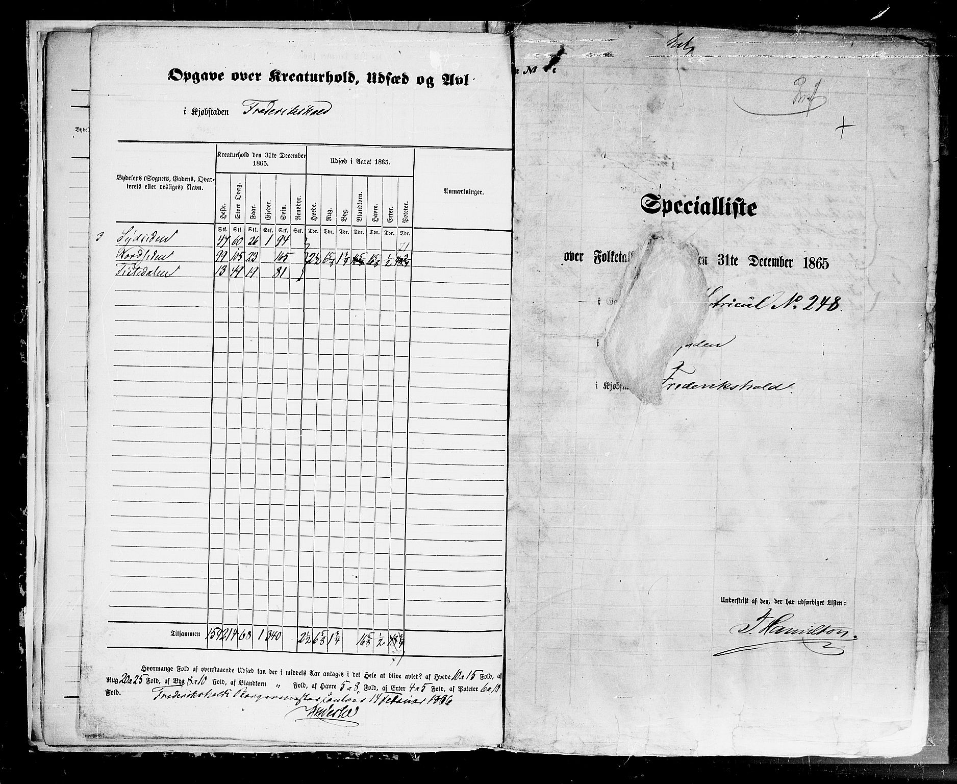 RA, 1865 census for Fredrikshald, 1865, p. 12