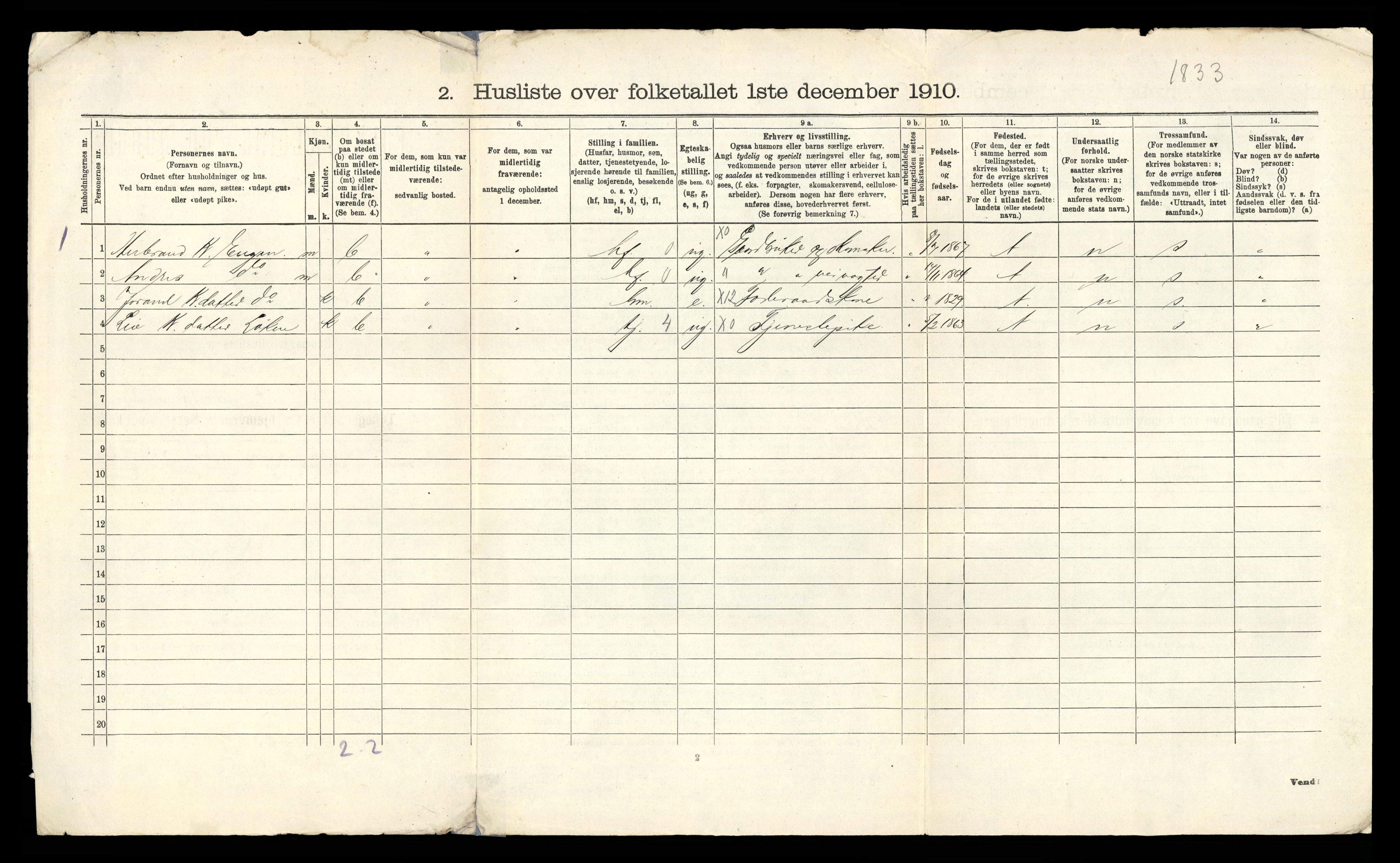 RA, 1910 census for Rollag, 1910, p. 36