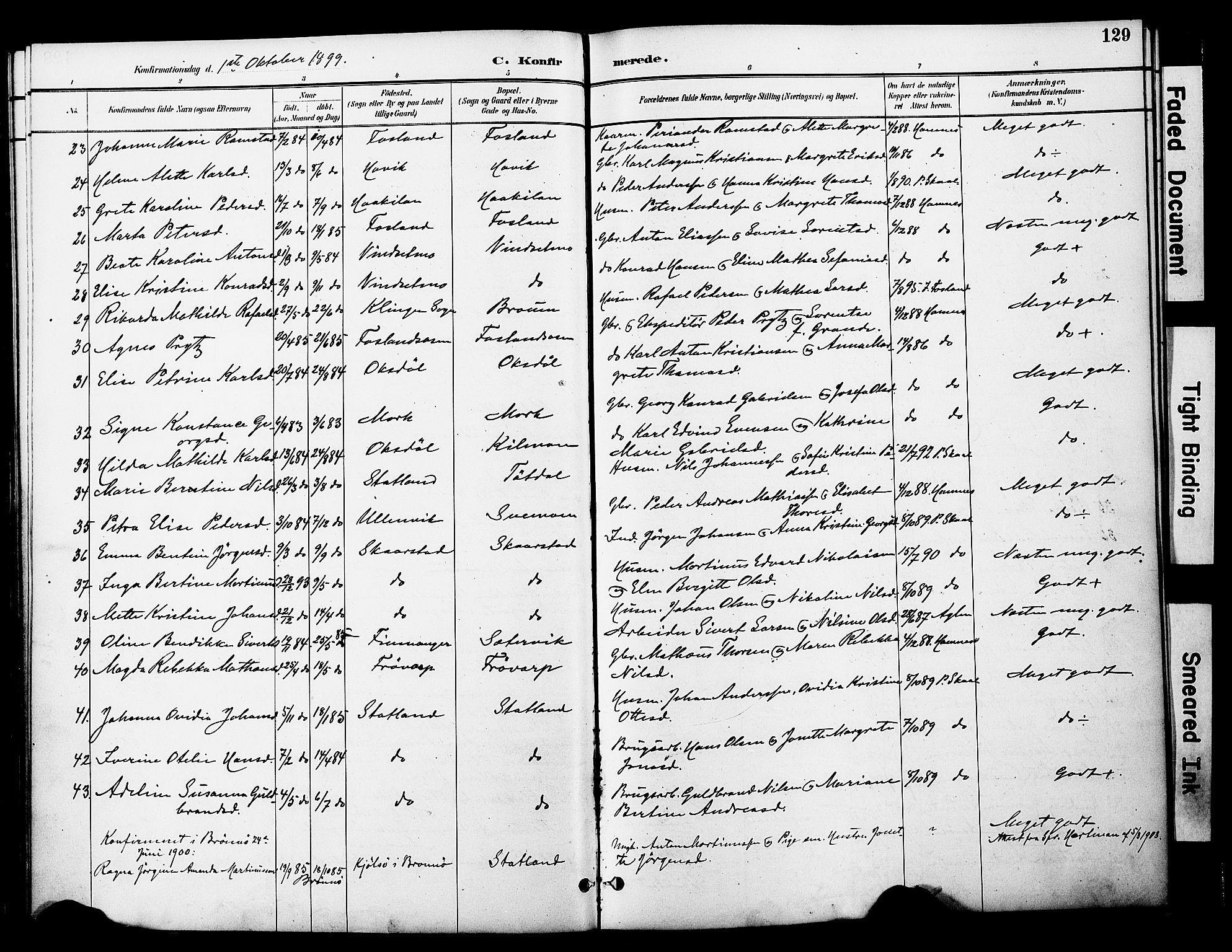 Ministerialprotokoller, klokkerbøker og fødselsregistre - Nord-Trøndelag, SAT/A-1458/774/L0628: Parish register (official) no. 774A02, 1887-1903, p. 129