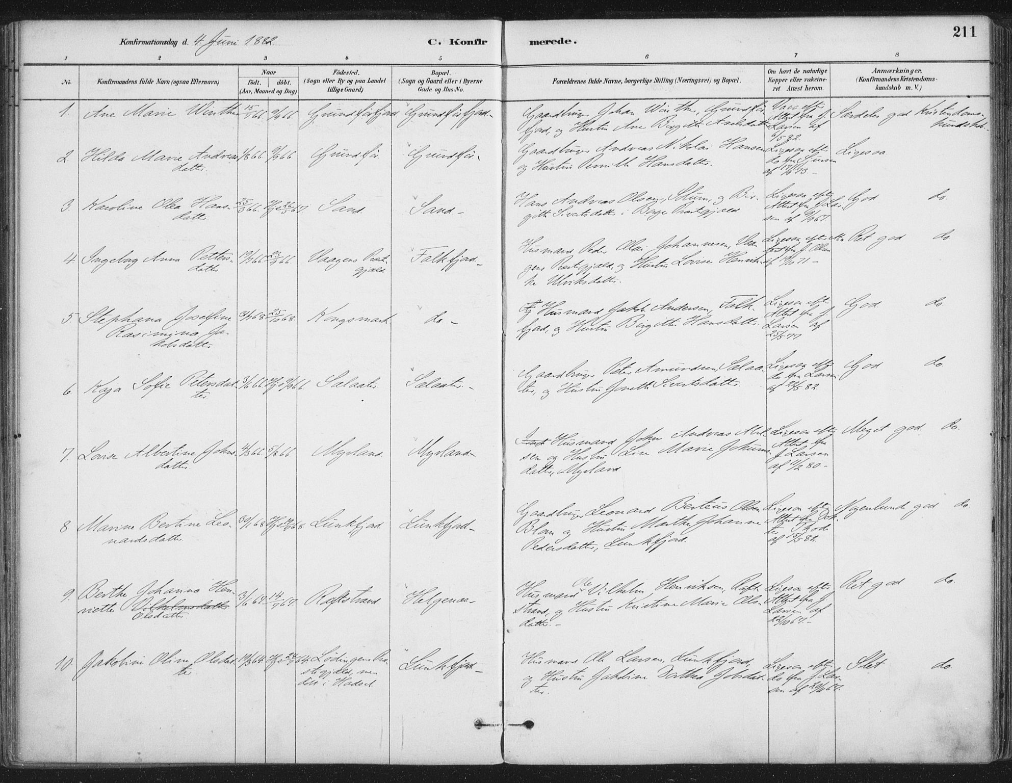 Ministerialprotokoller, klokkerbøker og fødselsregistre - Nordland, AV/SAT-A-1459/888/L1244: Parish register (official) no. 888A10, 1880-1890, p. 211