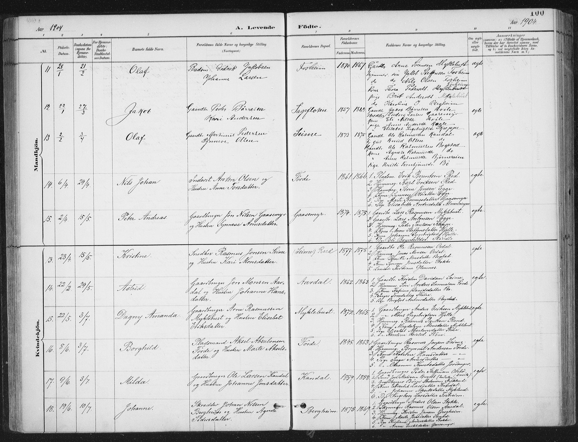Gloppen sokneprestembete, AV/SAB-A-80101/H/Haa/Haac/L0002: Parish register (official) no. C  2, 1887-1904, p. 100
