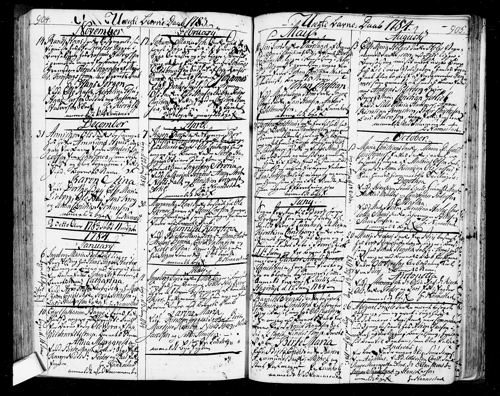 Oslo domkirke Kirkebøker, SAO/A-10752/F/Fa/L0004: Parish register (official) no. 4, 1743-1786, p. 904-905