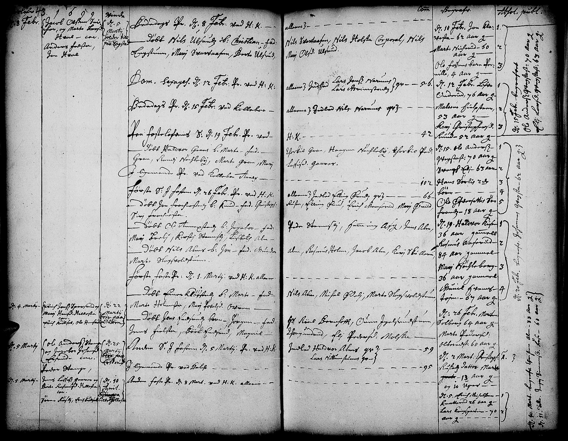 Toten prestekontor, SAH/PREST-102/H/Ha/Haa/L0001: Parish register (official) no. 1, 1695-1713, p. 43
